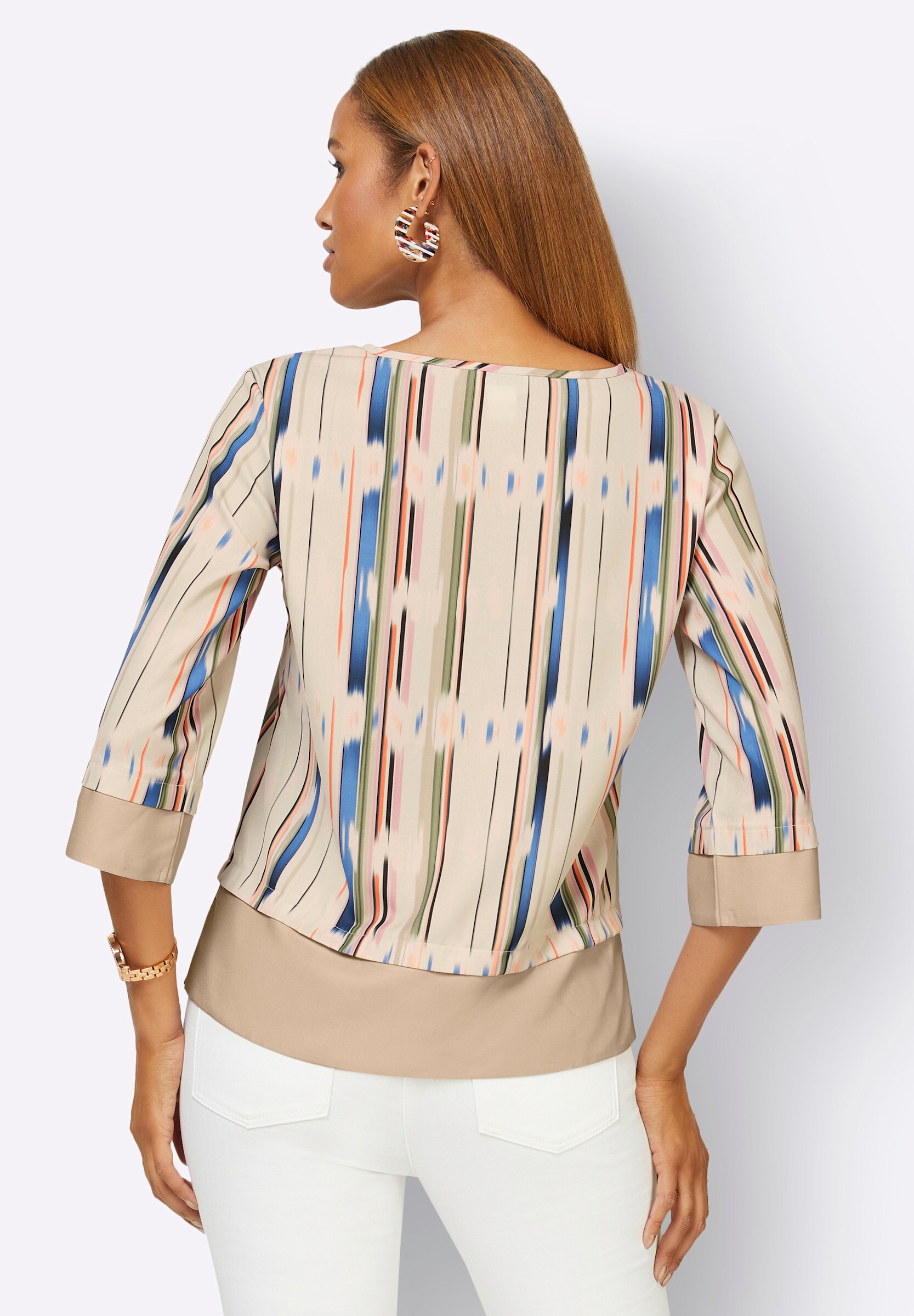 creation L Schlupfbluse »Bluse Druckbluse mit paspeliertem Ausschnitt«