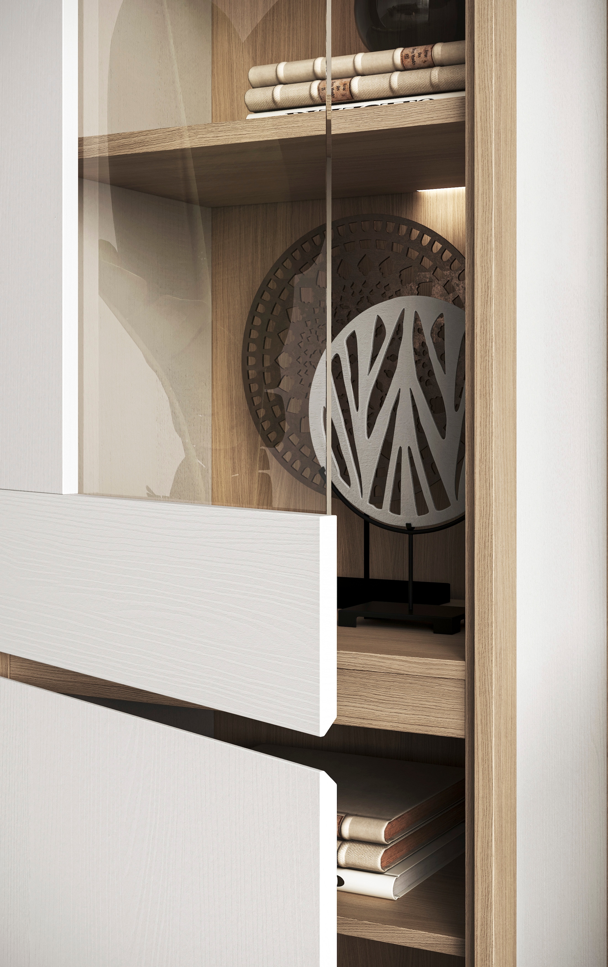 Home affaire Vitrine »Stranda, Hochschrank im Scandi-Style, moderne Glasvitrine«, Rahmenoptik, ausreichend Stauraum, vielseitig einsetzbar, 58 cm breit