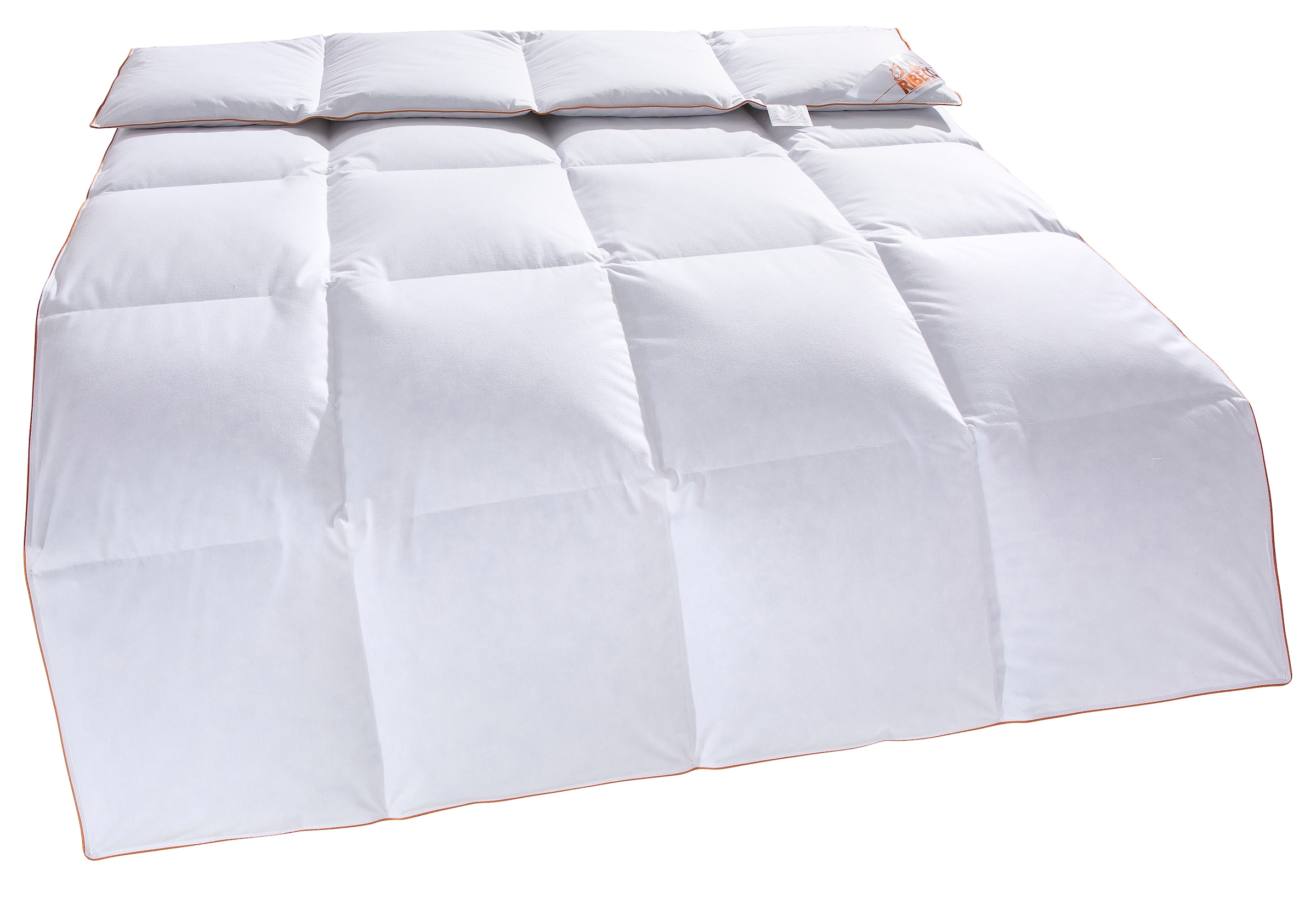 RIBECO Daunenbettdecke »Richard, Bettdecken für Sommer oder Winter, Made in Germany«, warm, Füllung 90% Daune & 10% Federn, Bezug Baumwolle, (1 St.), Bettdecke 135x200 cm, 155x220 cm und weitere Größen, Decke