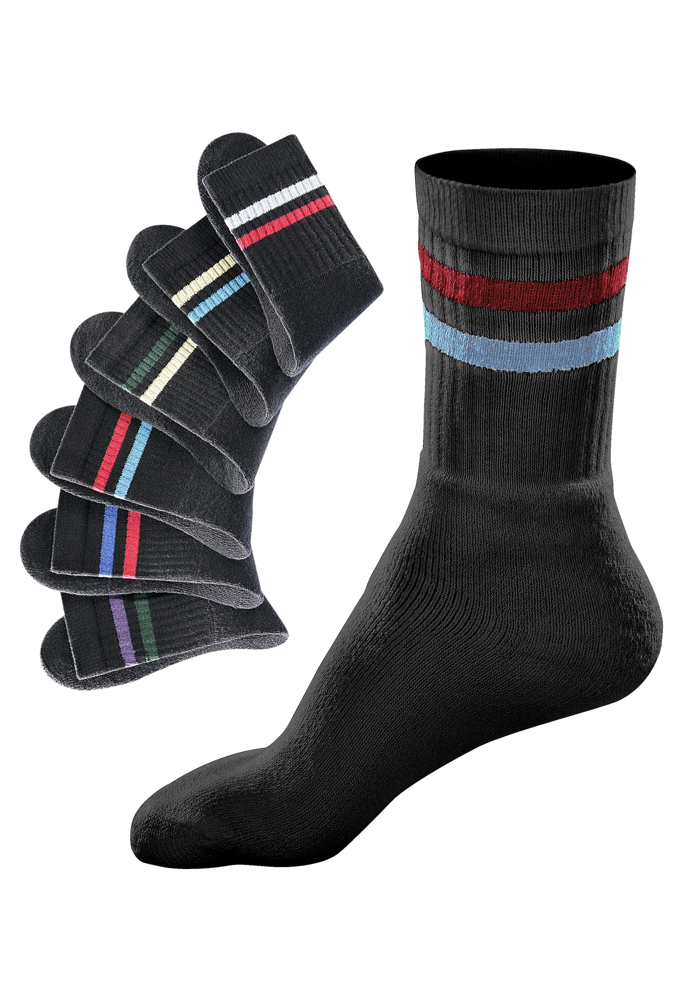 Go in Freizeitsocken, (Set, 6 Paar), mit farbigen Streifen