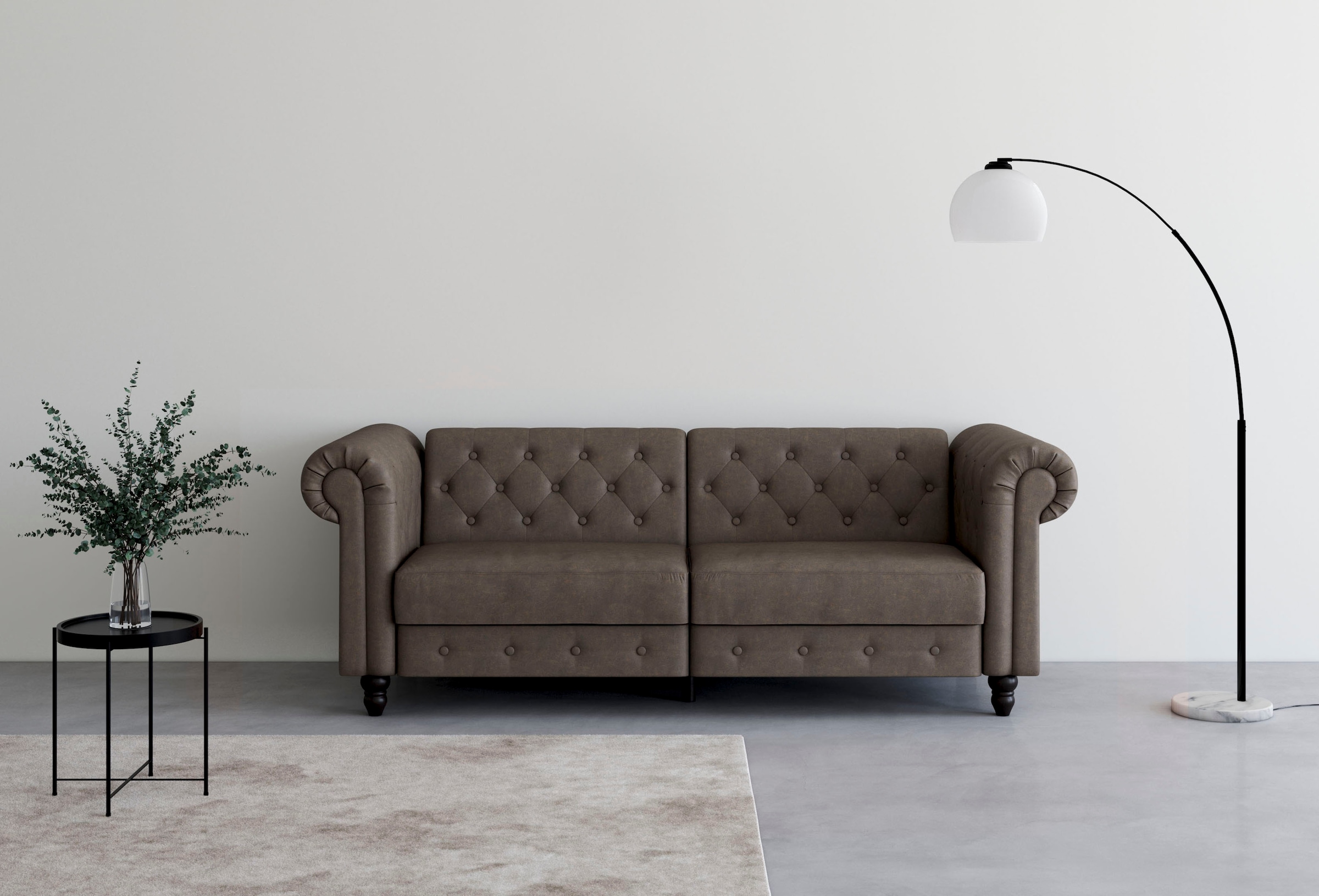 Dorel Home 3-Sitzer »Felix, Schlafsofa 236 cm, (Liegefläche 108x190cm), Rückenlehne«, 3-fach verstellbar, Velours, Kunstleder, Luxus-Microfaser Vintage