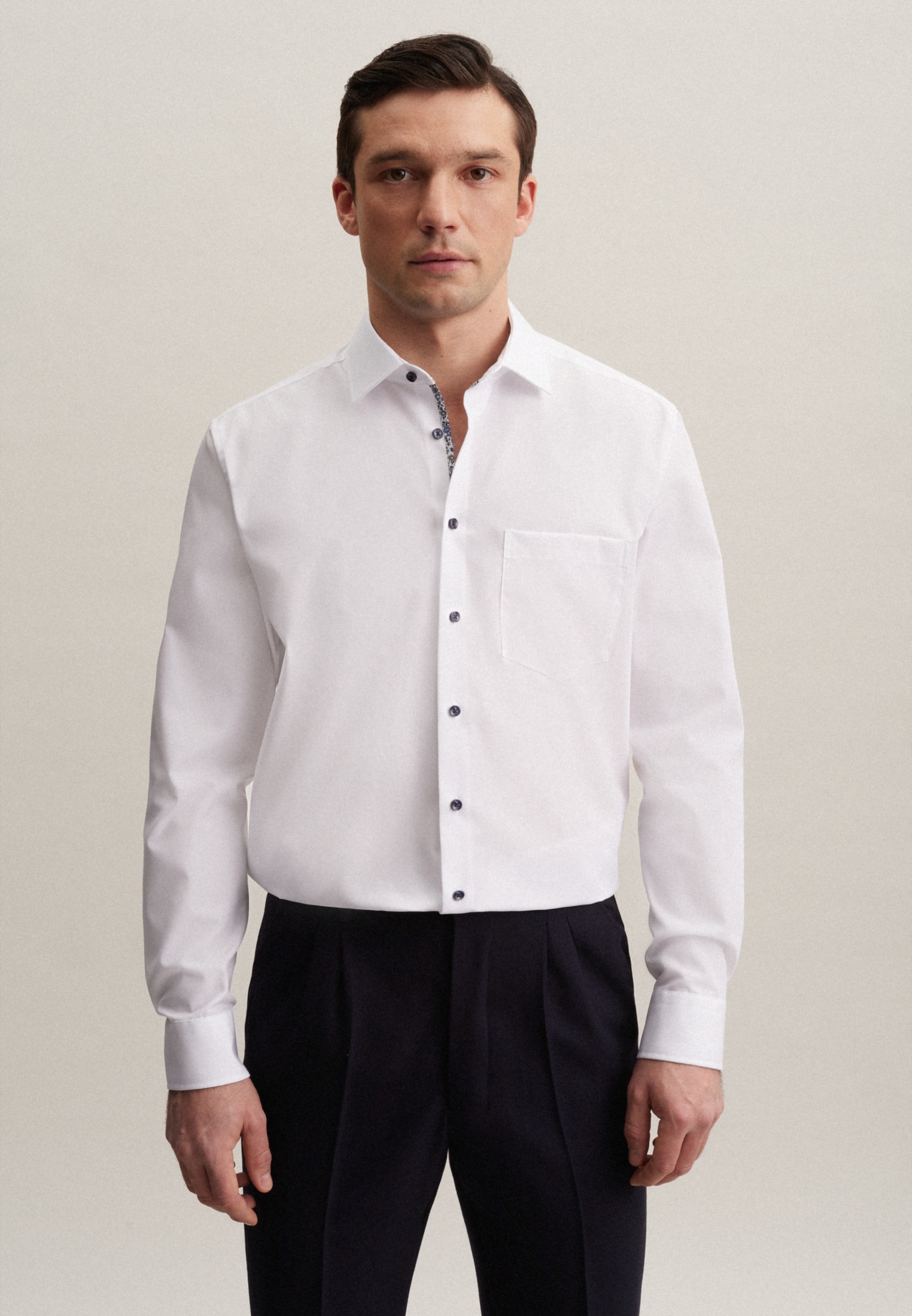 Seidensticker Herren Businesshemd »Regular« Regular Langarm Kentkragen Uni in weiß, Größe XXL (46)