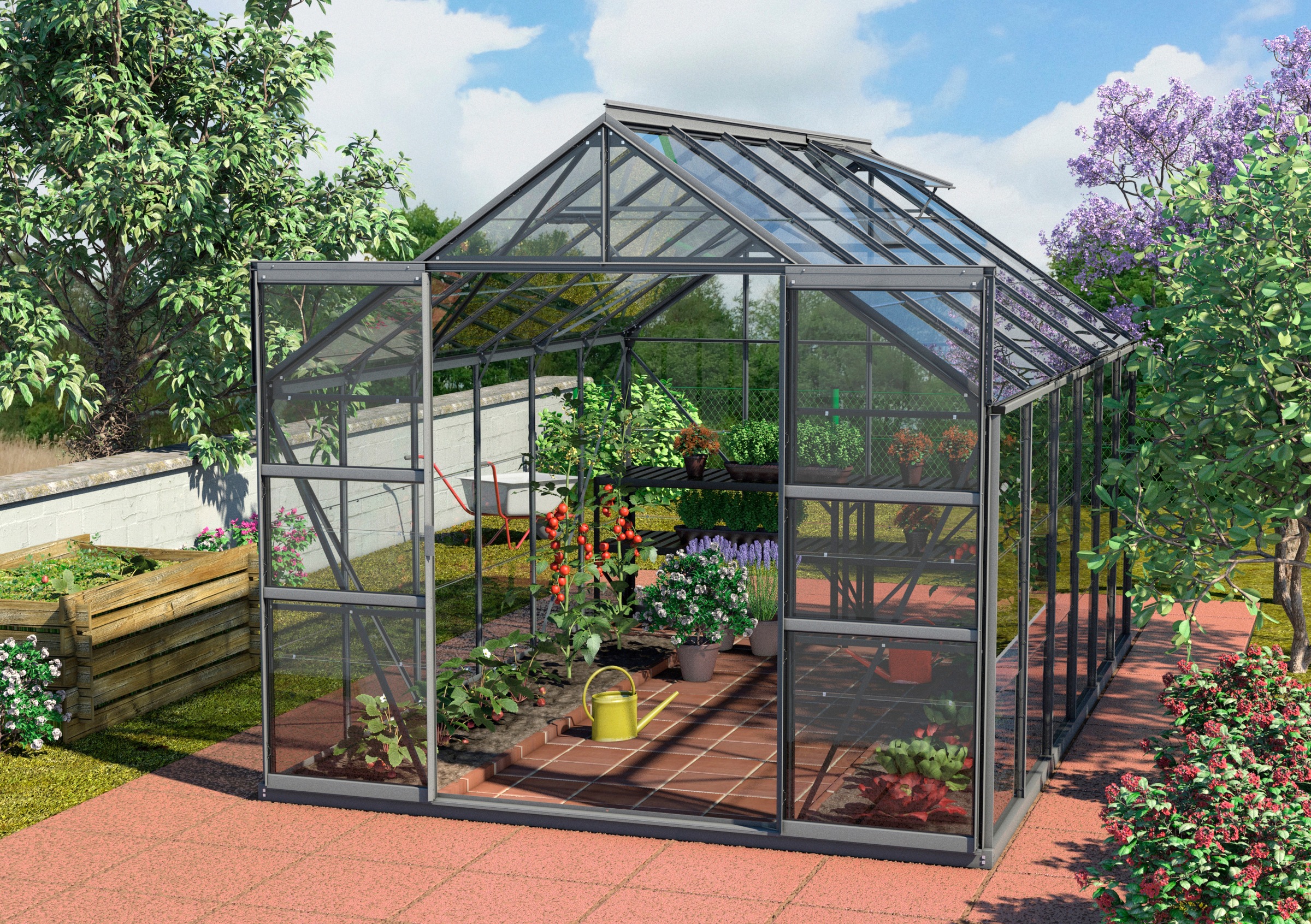 KONIFERA Gewächshaus »Calisto 9900«, (Set, mit Fundamentrahmen, Sicherheitsglas)
