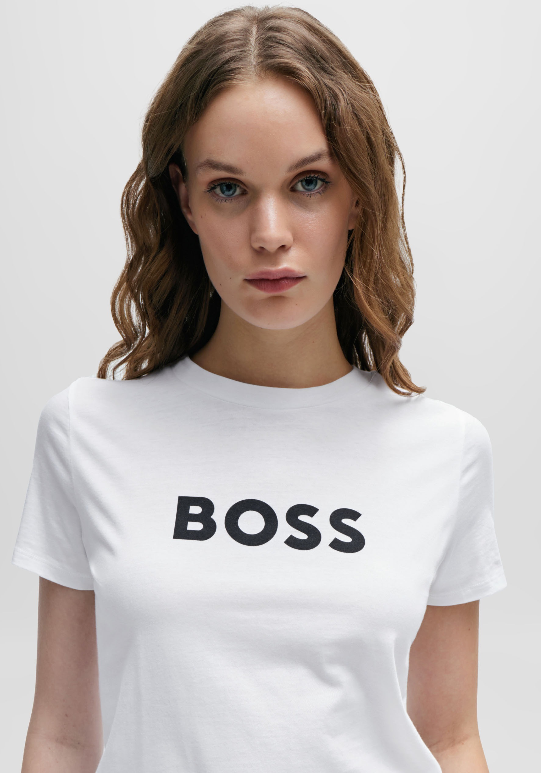 BOSS ORANGE T-Shirt »Elogo Premium Damenmode«, mit BOSS-Schriftzug