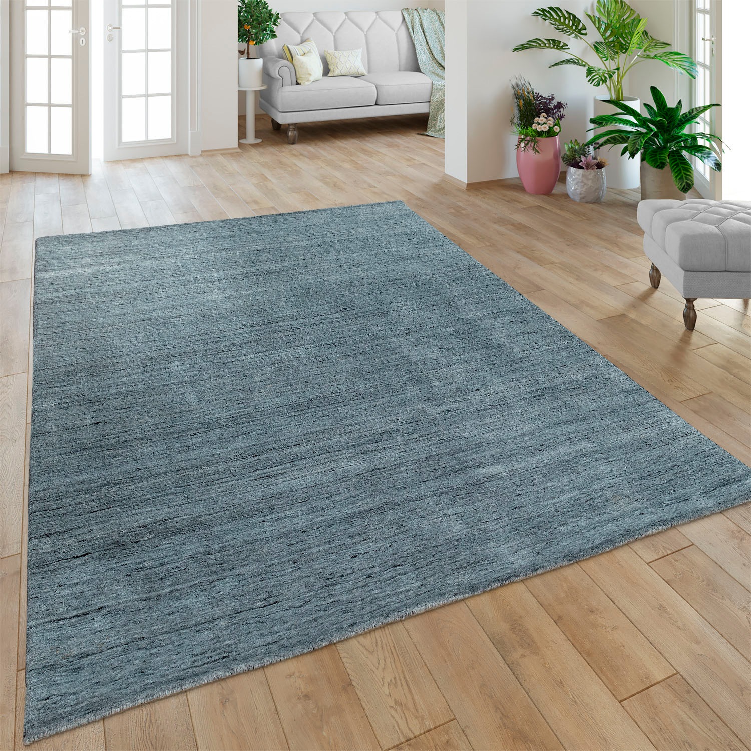 Paco Home Teppich »Loft 250« rechteckig 13 mm Höhe Handgewebt, Kurzflor, aus 60% Viskose, 40% Baumwolle