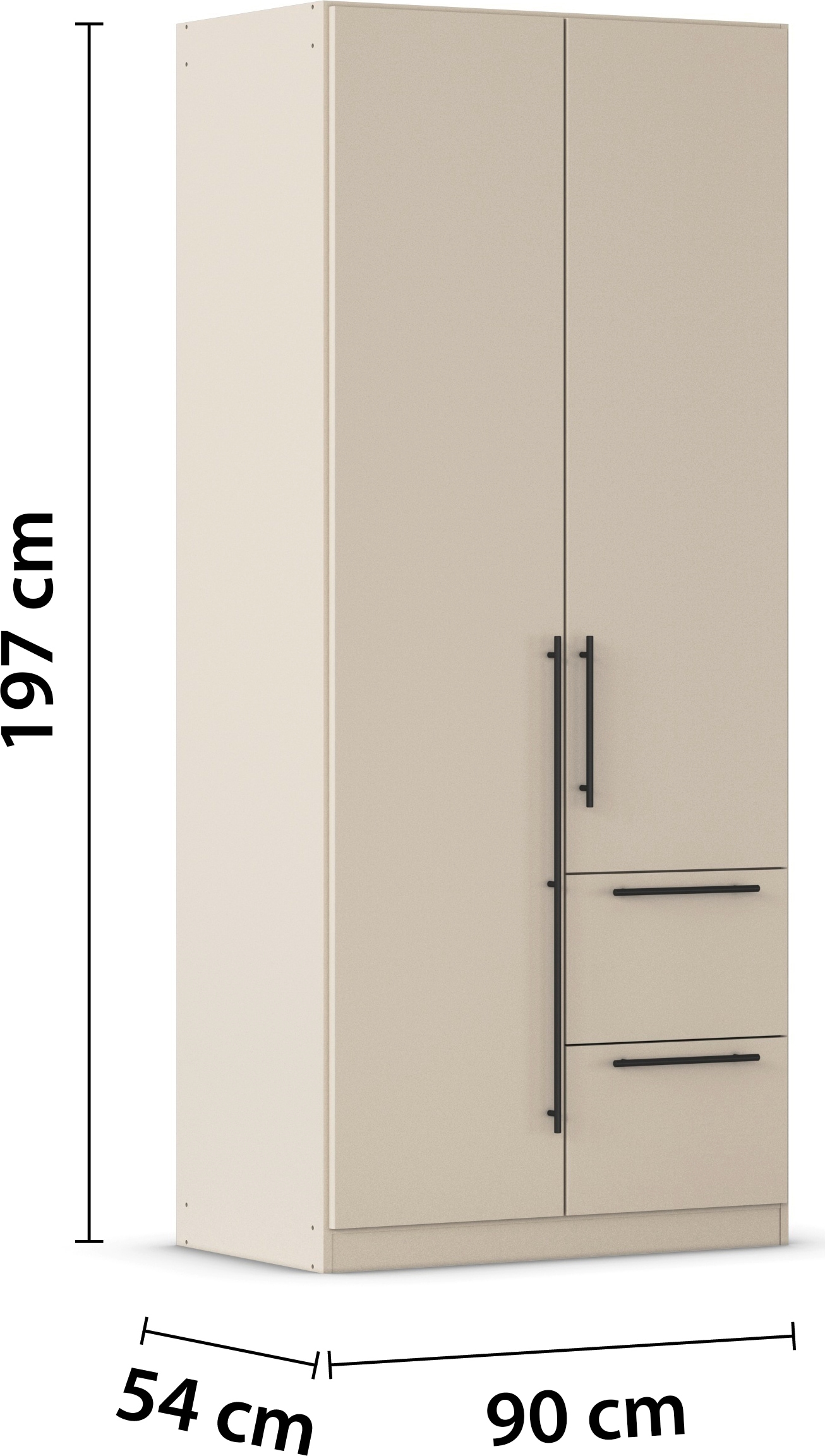 rauch Kleiderschrank »Drehtürenschrank Schrank Garderobe Wäscheschrank Schlafzimmer AVOLA« in 3 verschiedenen Ausstattungen BASIC/CLASSIC/PREMIUM,  mit hochwertigen Stangengriffen aus Metall in Schwarz MADE IN GERMANY