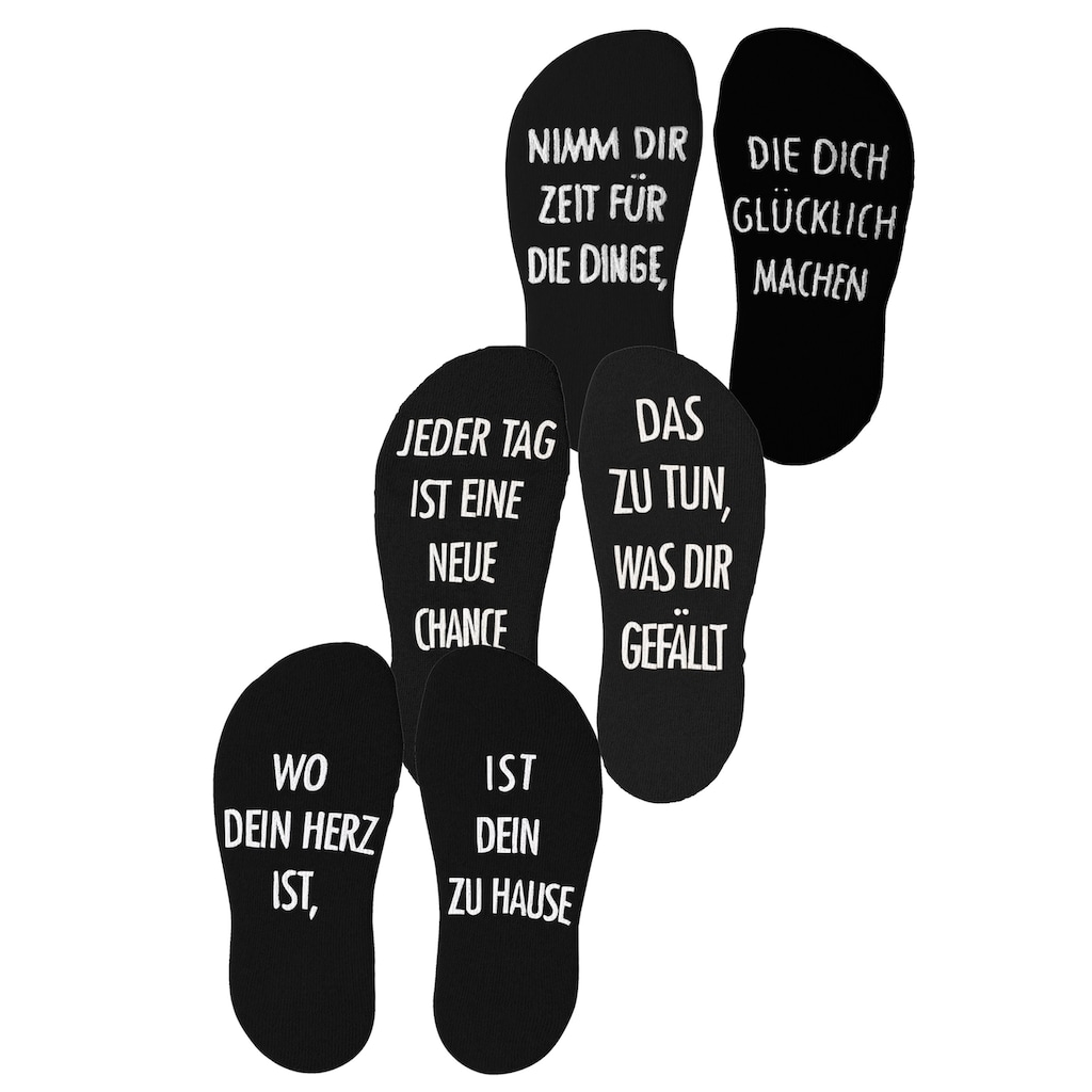 Arizona Kuschelsocken, (Set, 3 Paar), mit Antirutsch in Form eines Spruches