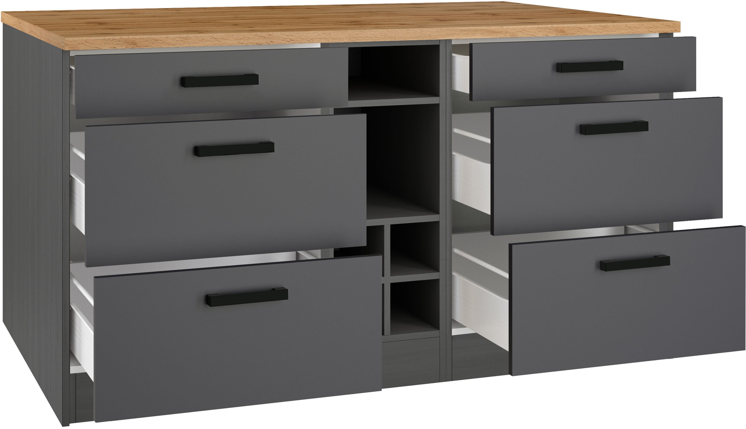 KOCHSTATION Kücheninsel »KS-Toronto«, Breite 153 cm, MDF-Fronten, Flaschenregal