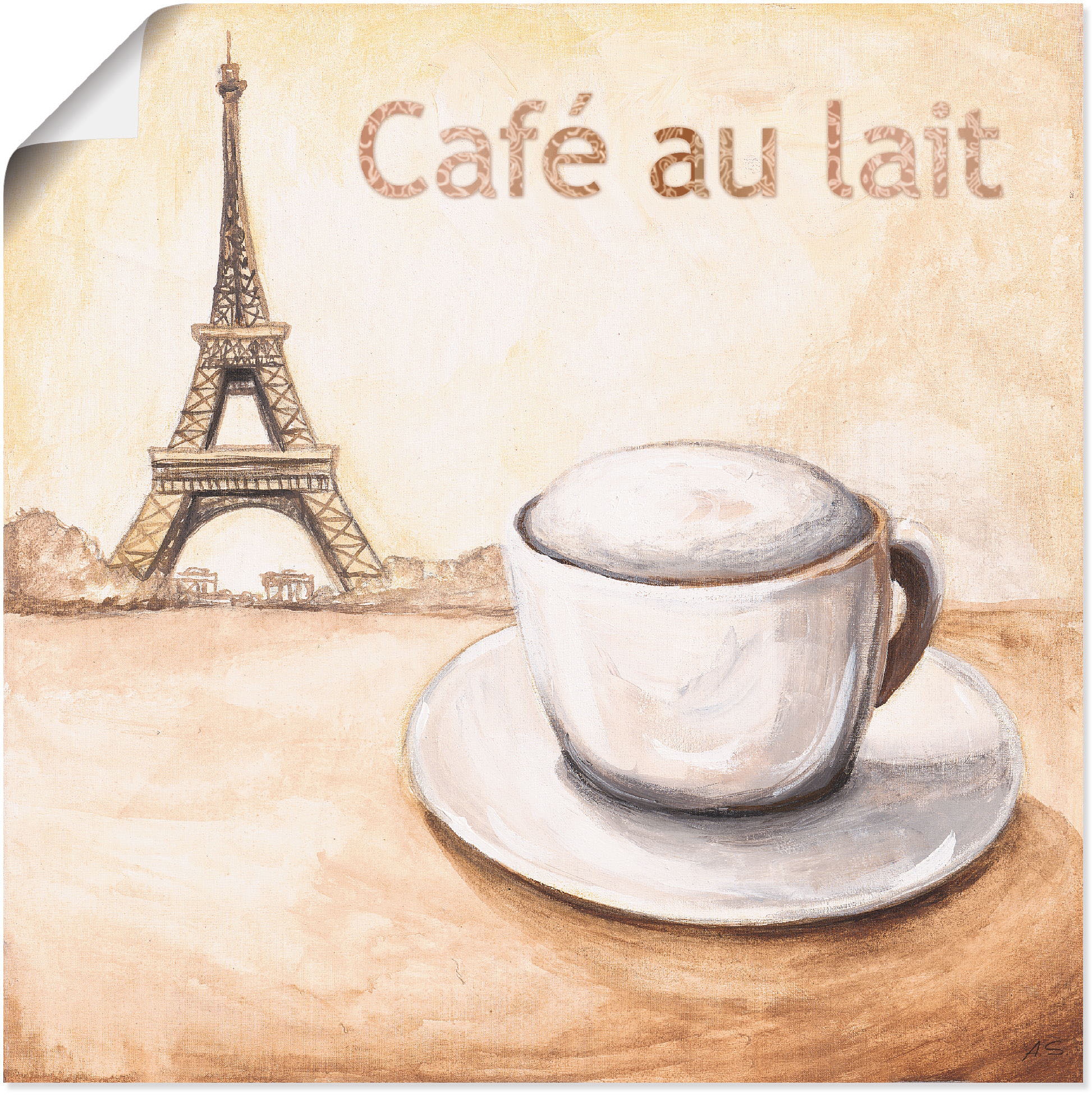 Poster »Café au lait in Paris«, Kaffee Bilder, (1 St.), als Alubild, Leinwandbild,...