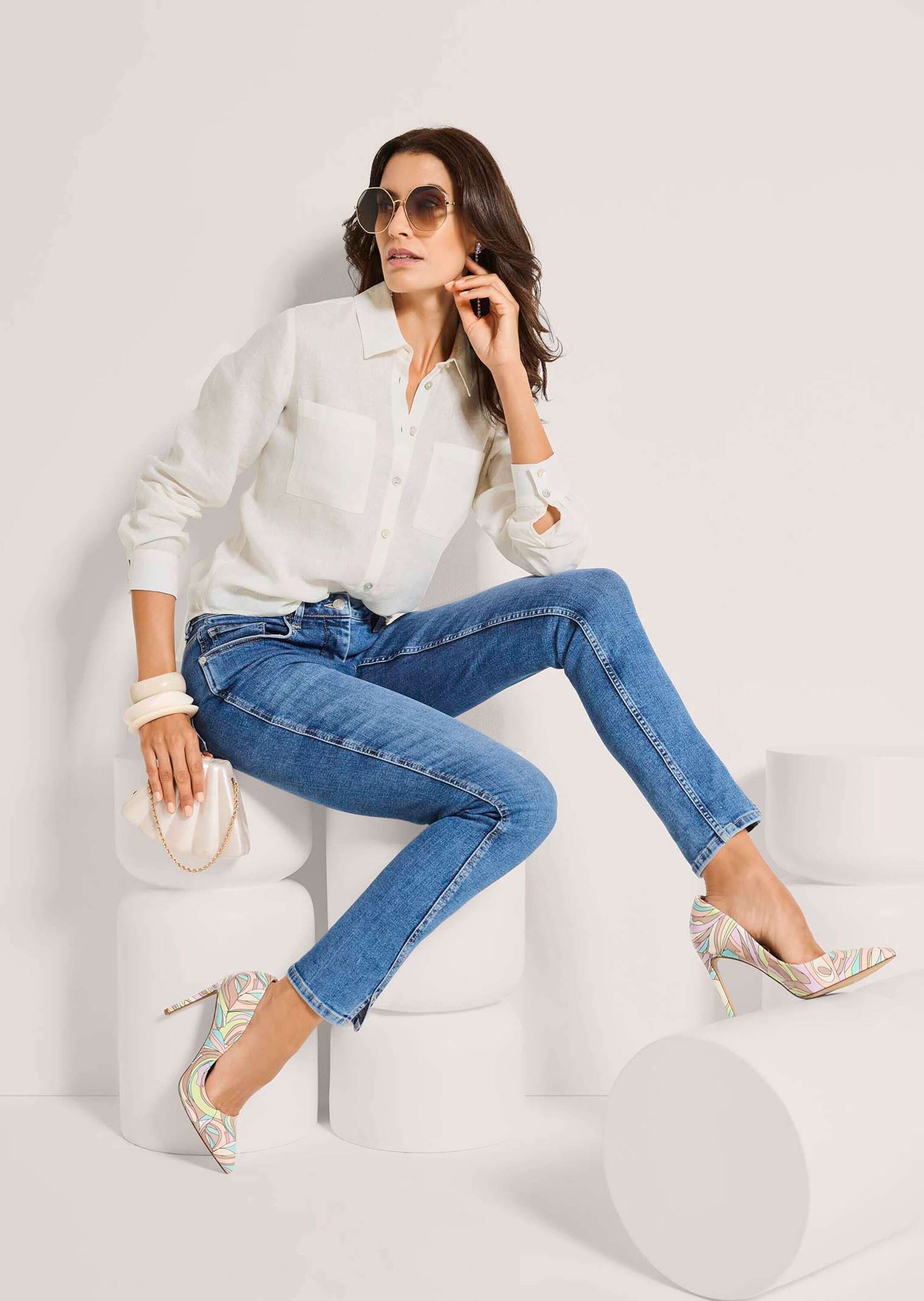 MADELEINE Hemdbluse »Leinenhemd Hemdbluse mit Taschen« Hemdblusenschnitt