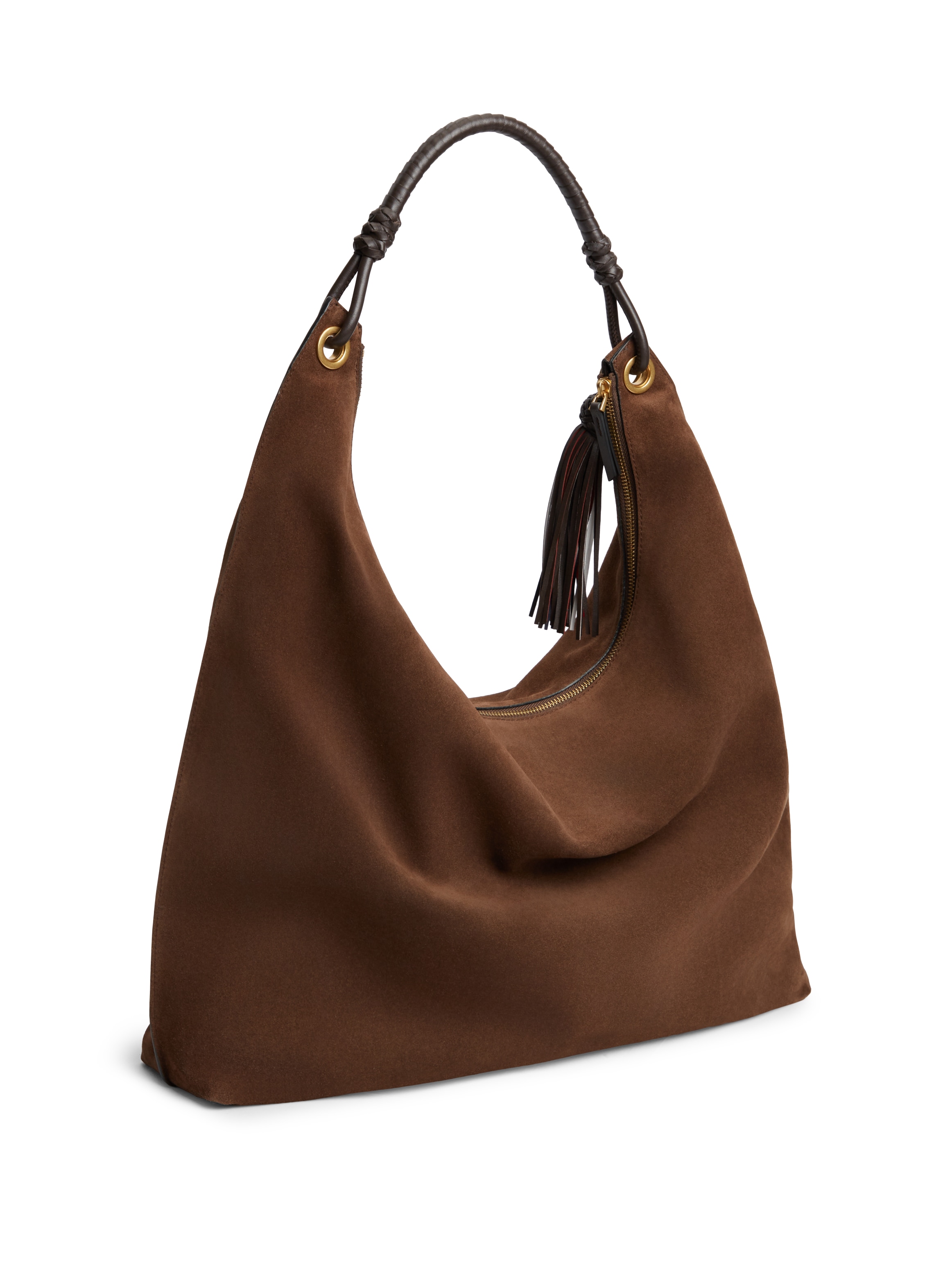 Tommy Hilfiger Hobo »TH STATEMENT LEATHER HOBO SUEDE« Damen Shopper, Schultertasche, Handtasche, goldfarbenes Logo