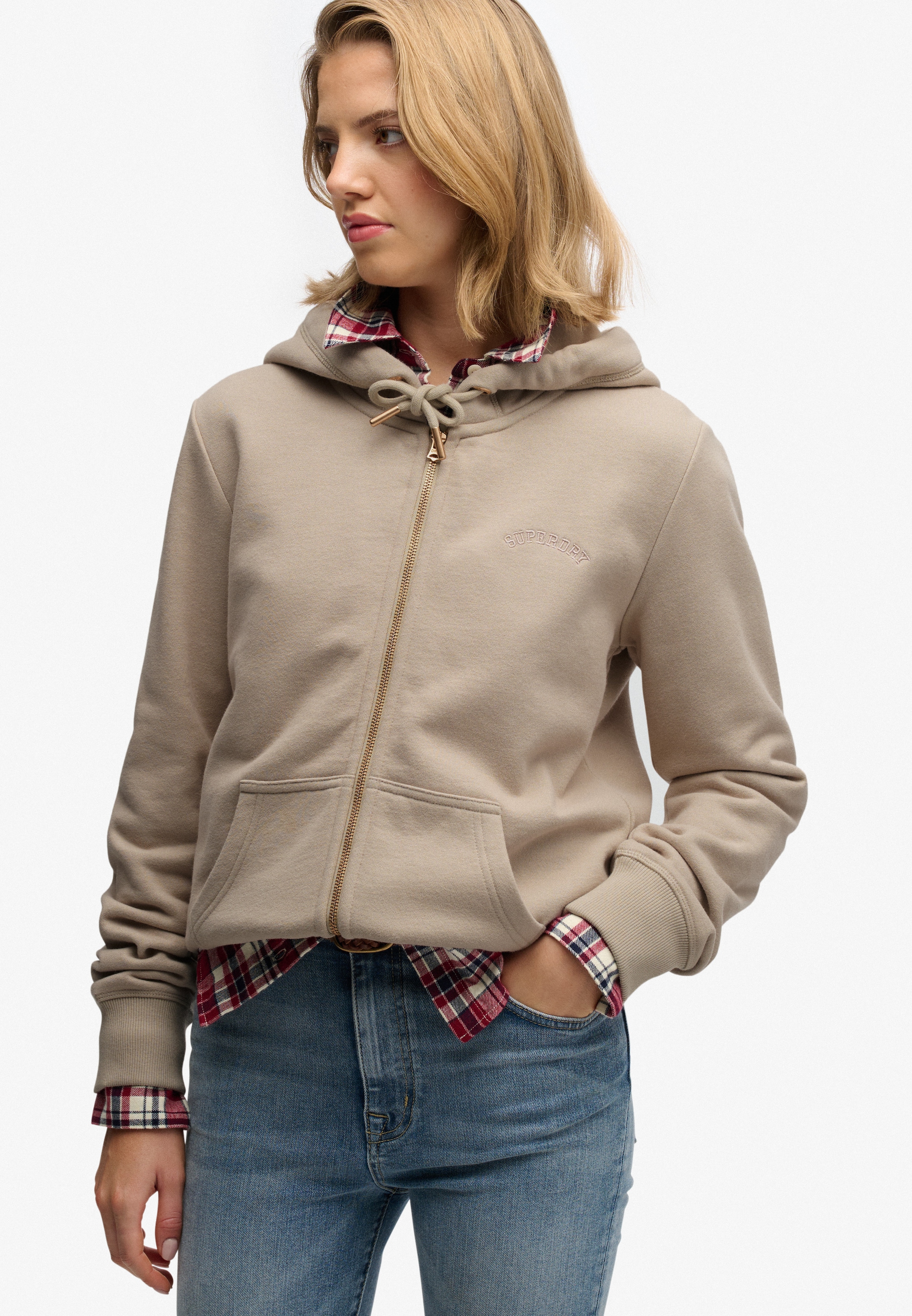 Superdry Kapuzensweatjacke »Essential Logo Ziphood Hb« Mit Logostickerei