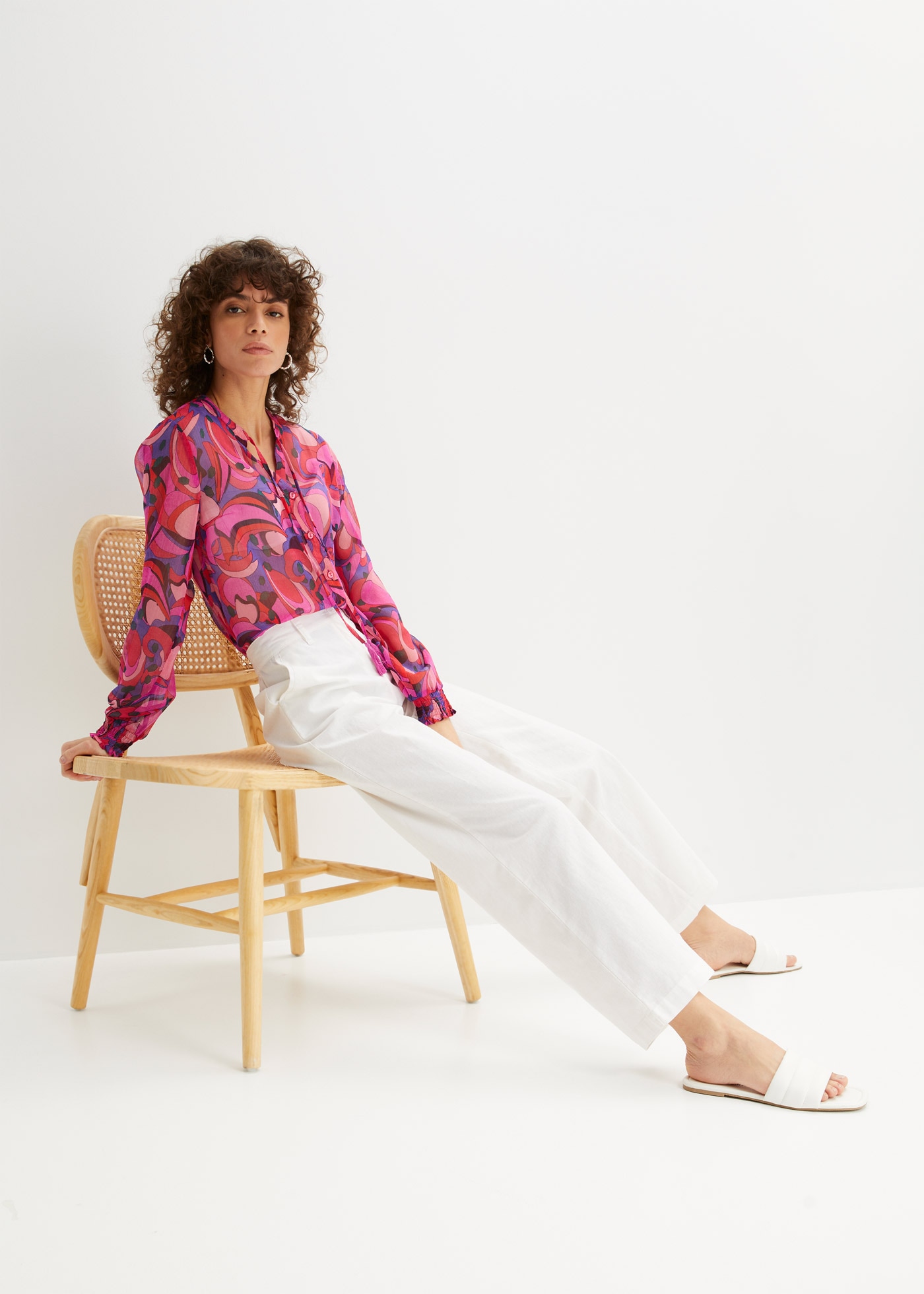bonprix Leinenhose  aus Leinen-Baumwoll-Mix, Loose Fit, komfortable Leibhöhe
