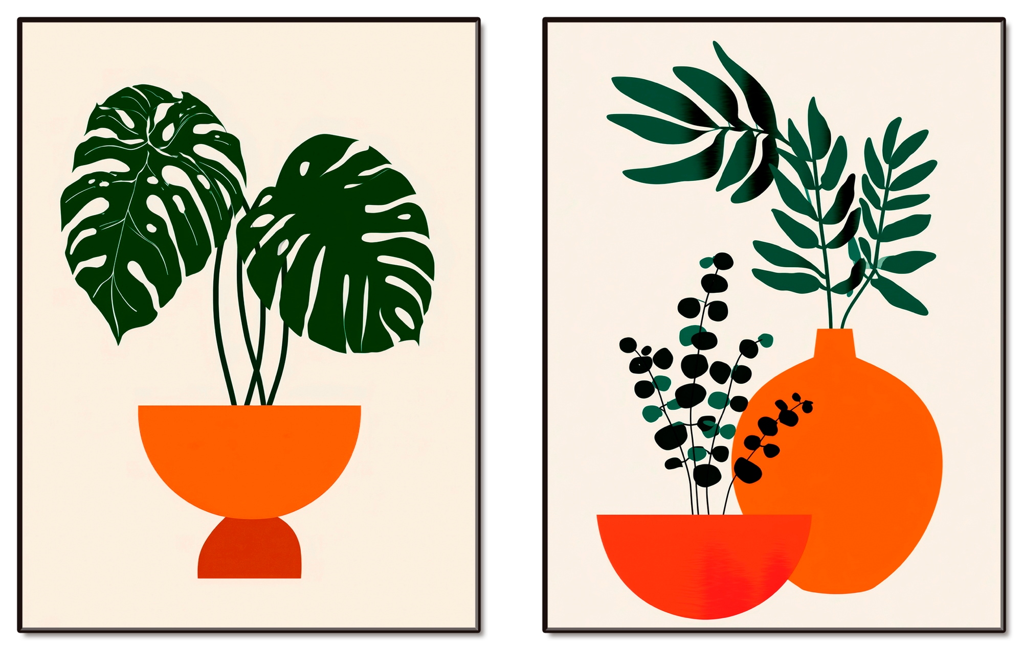 OTTO home Wandbild »Topfpflanze & Vase« Pflanzenbilder 2 Stk. tlg. als Poster oder Leinwandbilder Set