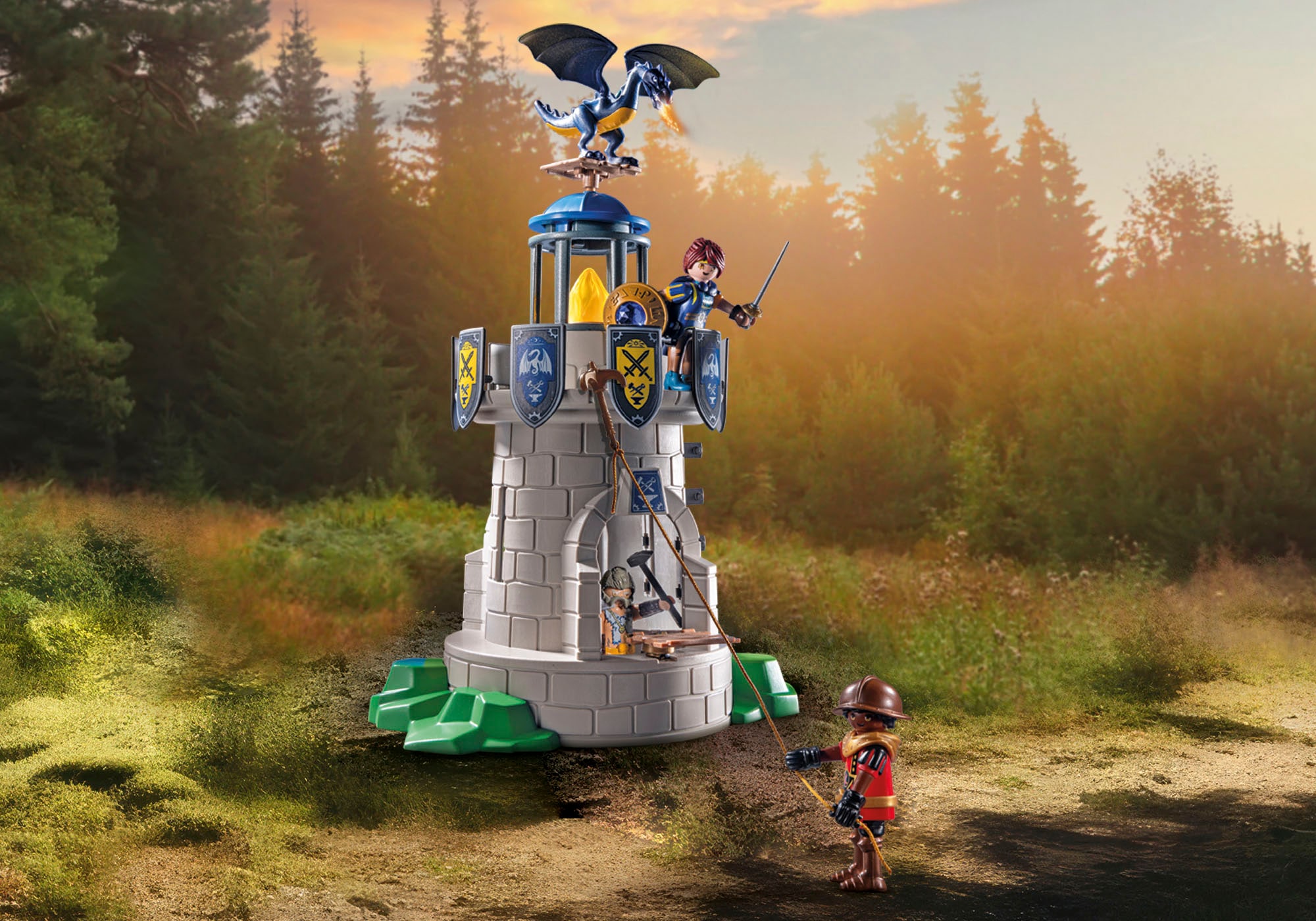 Playmobil® Konstruktions-Spielset »Ritterturm mit Schmied und Drache (71483), Novelmore«, (89 St.), Made in Europe