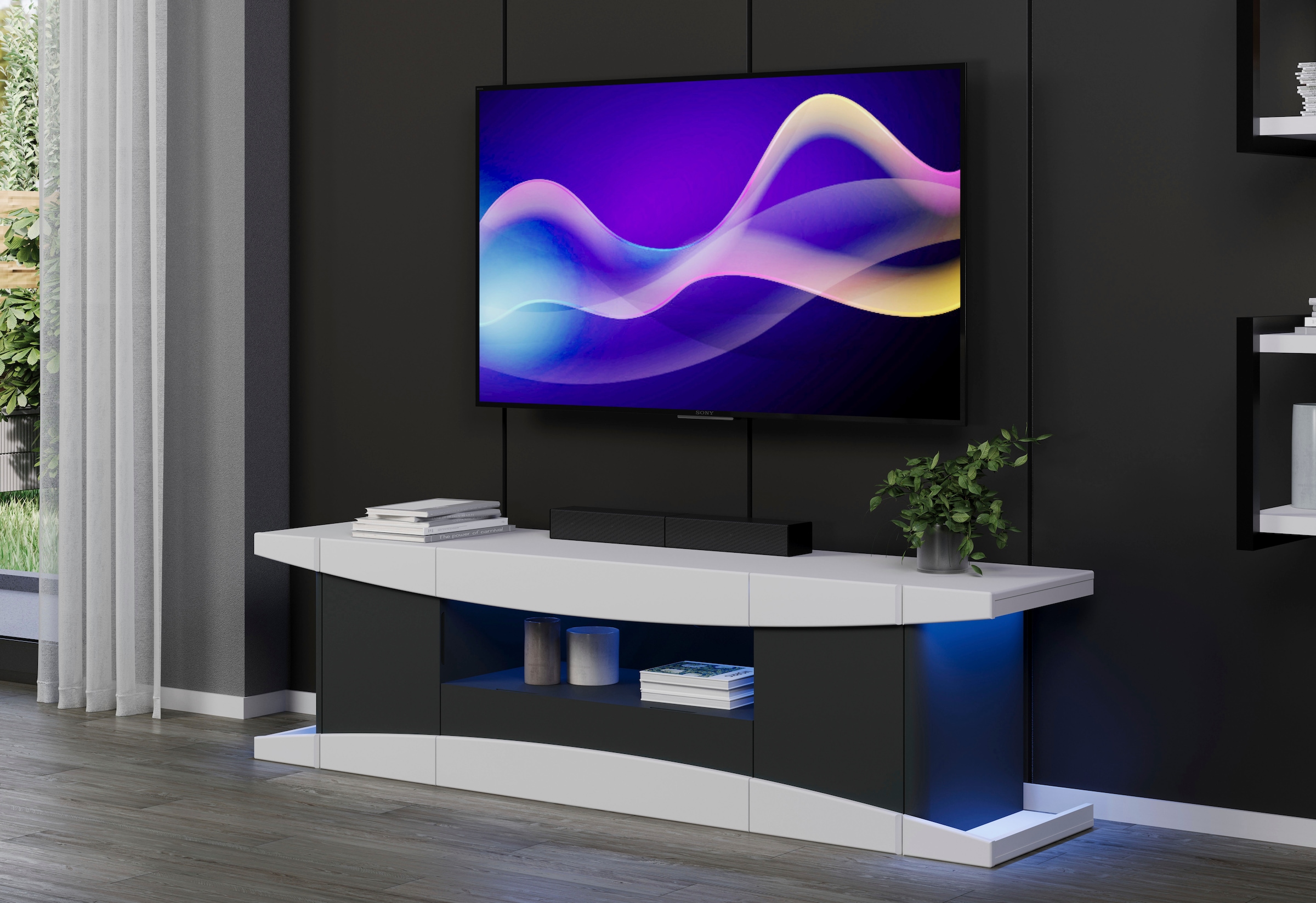 Home affaire Lowboard »NextLevel speziell geeignet für Spielekonsolen« Gaming-Lowboard wahlweise mit Beleuchtung - (B/T/H) 180/42/52 cm
