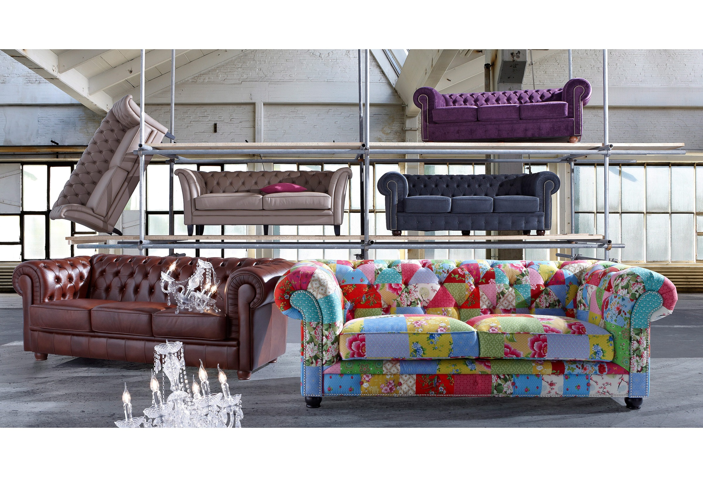 Max Winzer® Chesterfield-Sofa »Kent edel und bequem, tolle Detailverarbeitung, komfortable Armlehnen«, 3-Sitzer mit aufwendiger Knopfheftung, Breite 205 cm
