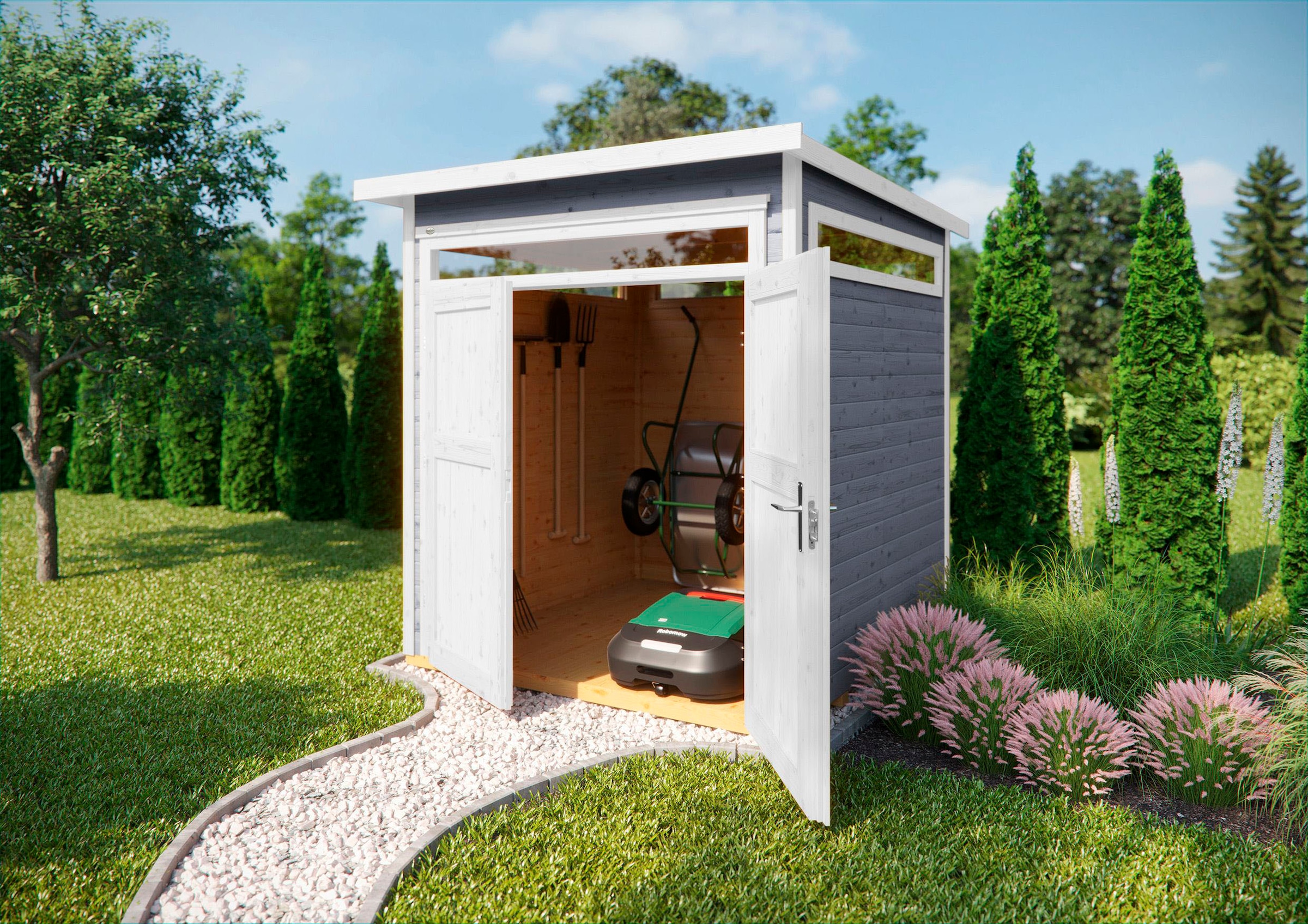 weka Gartenhaus »265 Gr. 1, 21 mm, grau, 4 Oberlichter«