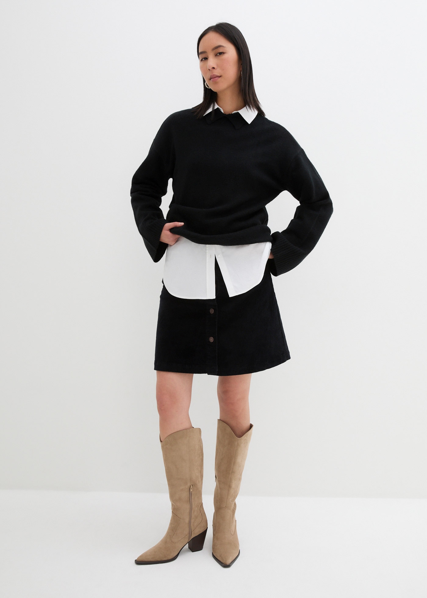 bonprix Cordrock »Stretch-Cordrock mit Knopfleiste« aus Baumwolle und Elasthan, A-Linie, mit Knopfleiste