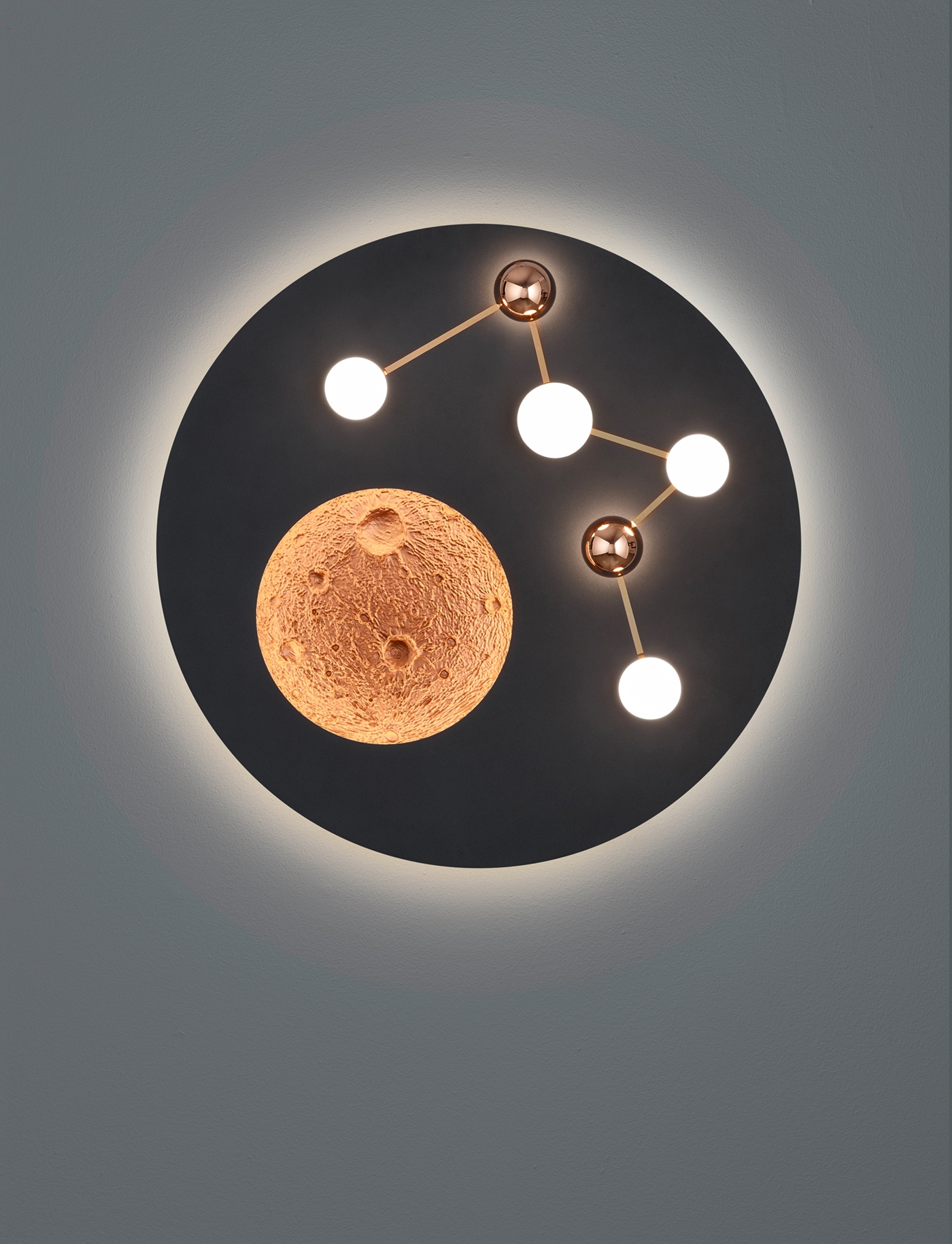 TRIO Leuchten LED Deckenleuchte »ZODIAC, Deckenlampe Mond Sterne, indirektes Licht, dimmbar CCT LED 42W« LED-Board 1 Stk. warmweiß - kaltweiß LED Deckenlampe Schlafzimmer Ø 50cm, Lichtfarbe einstellbar, Mondoptik