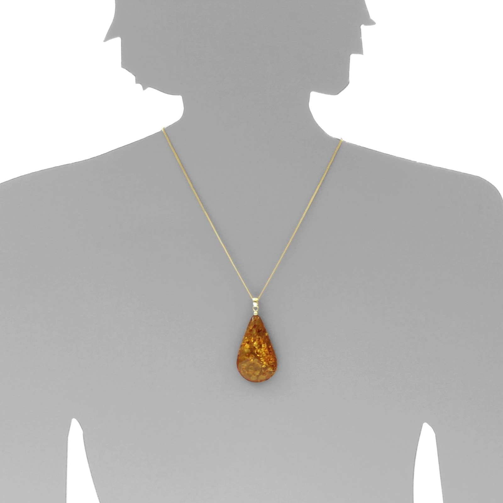 OSTSEE-SCHMUCK Kettenanhänger »- Tropfen ca. 42 mm lang - Gold 585/000 - Bernstein -,«
