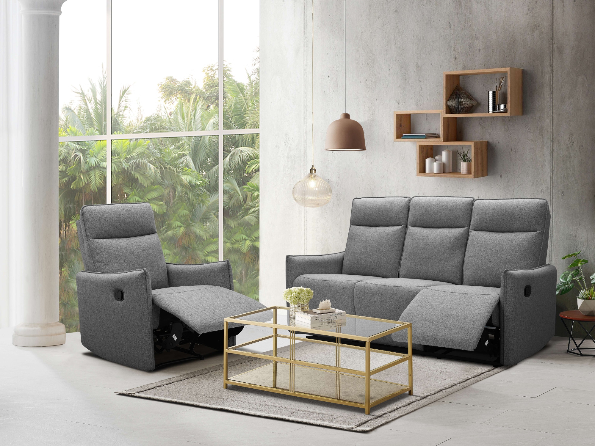 Dorel Home 3-Sitzer »Lugo, Kinosofa mit Reclinerfunktion in Kunstleder und Webstoff«, mit manueller Relaxfunktion in 2 Sitzen