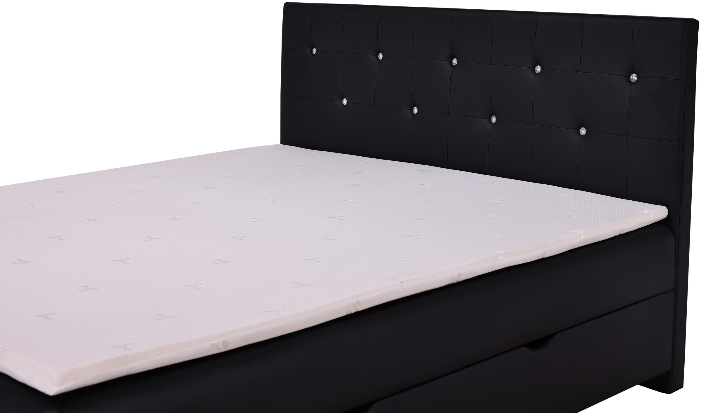 Home affaire Boxbett »Big Noux aus schwarzem Kunstleder mit Kristallsteinen im Kopfteil« inkl. Bettkasten, erhältlich in der Größe 180x200cm