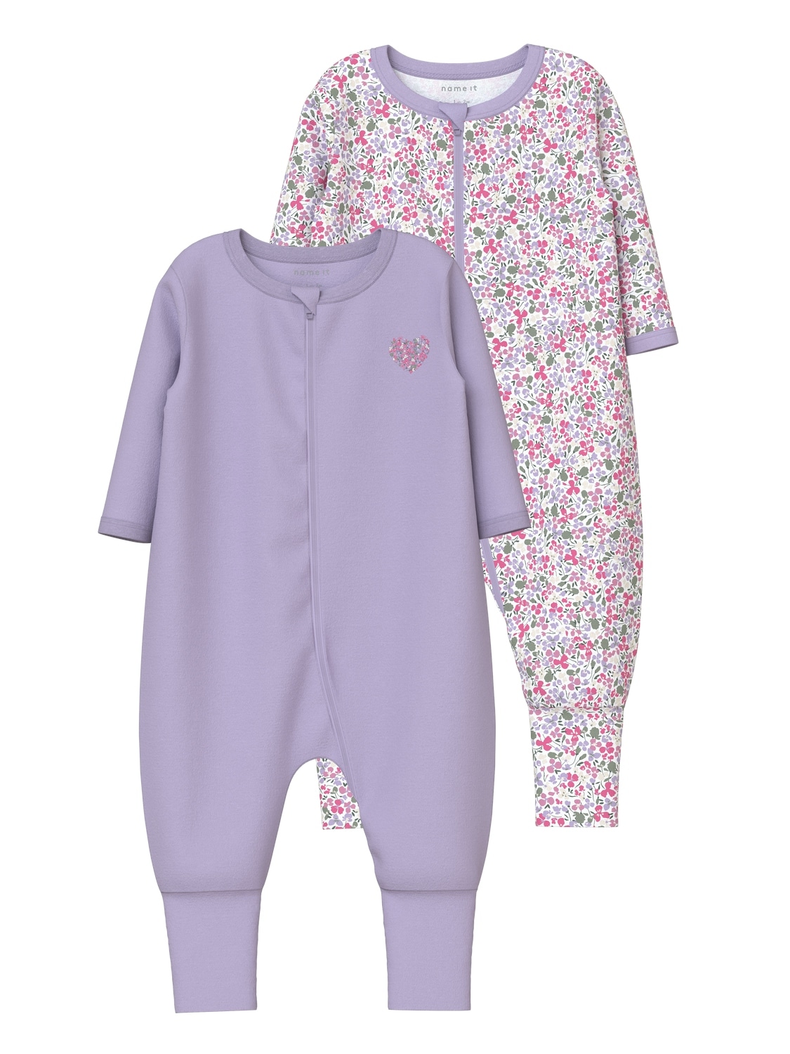 Name It Schlafanzug »NBFNIGHTSUIT 2P ZIP FF PETIT FLOWER NOOS«, (Set, 2 tlg.)