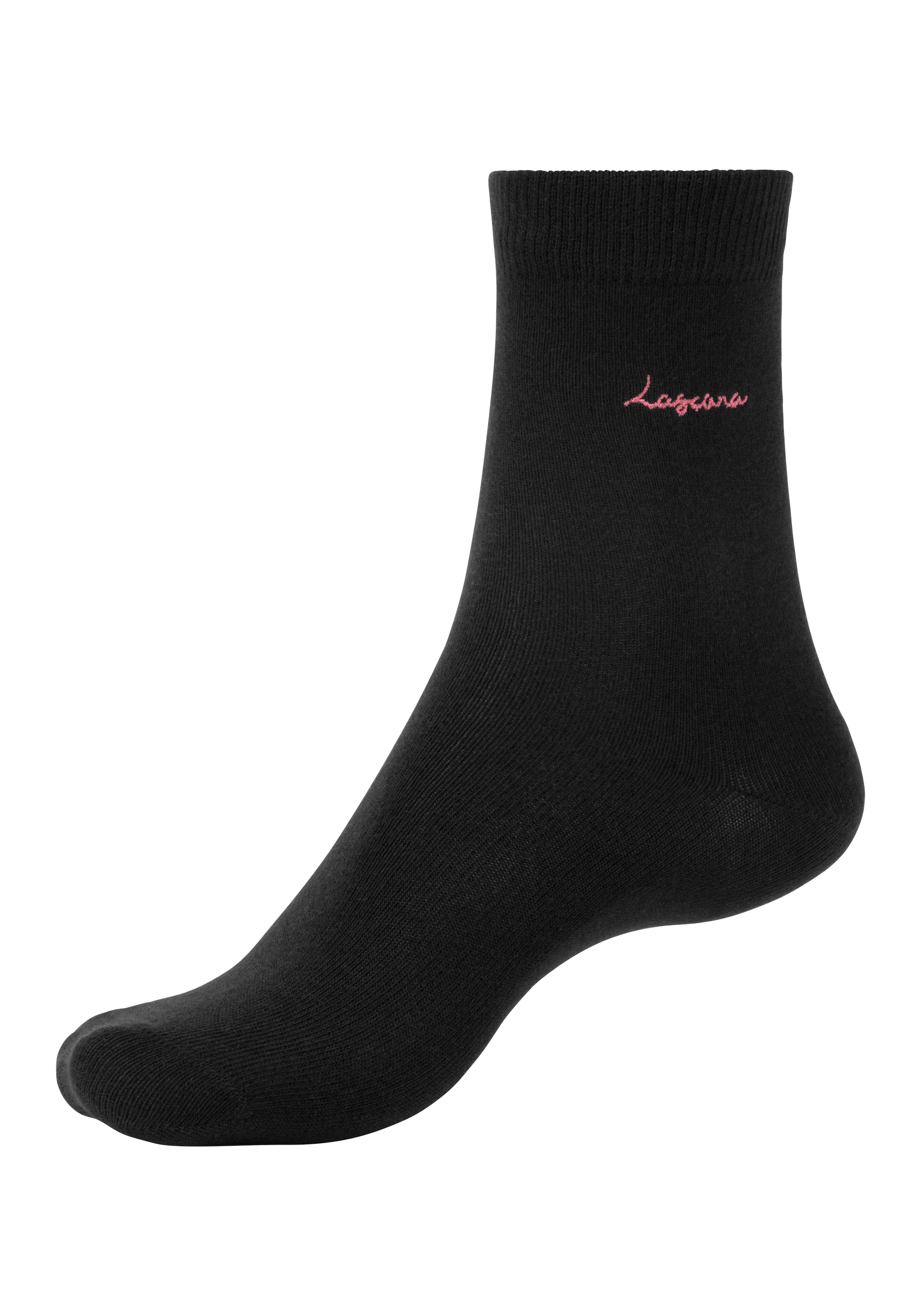 LASCANA Basicsocken, (Box, 7 Paar), mit hochwertiger Logo Stickerei