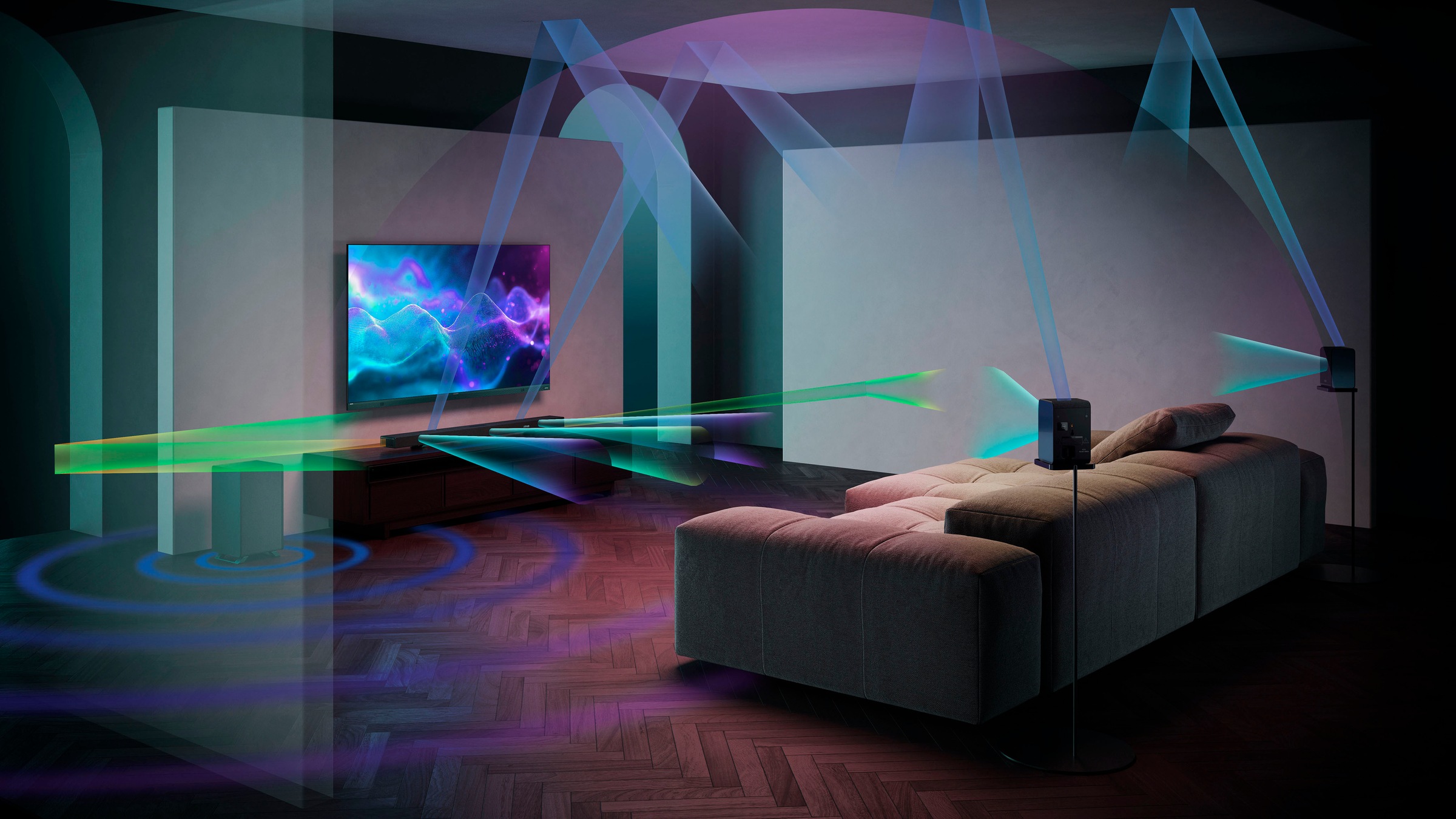 Sharp Surround-Lautsprecher »HT-SPR52021« 2.0.2 ( Kabelloser Surround | multidirektionaler Sound 66 W)