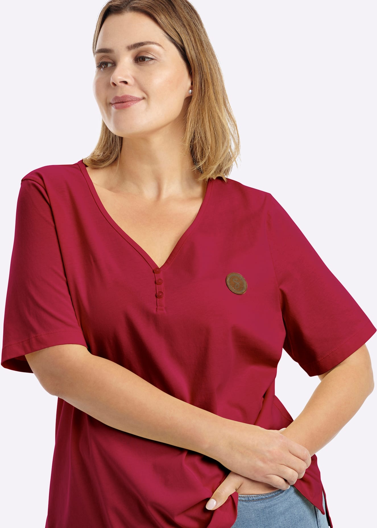 Sheego V-Shirt »Kurzarm-Shirt« 1