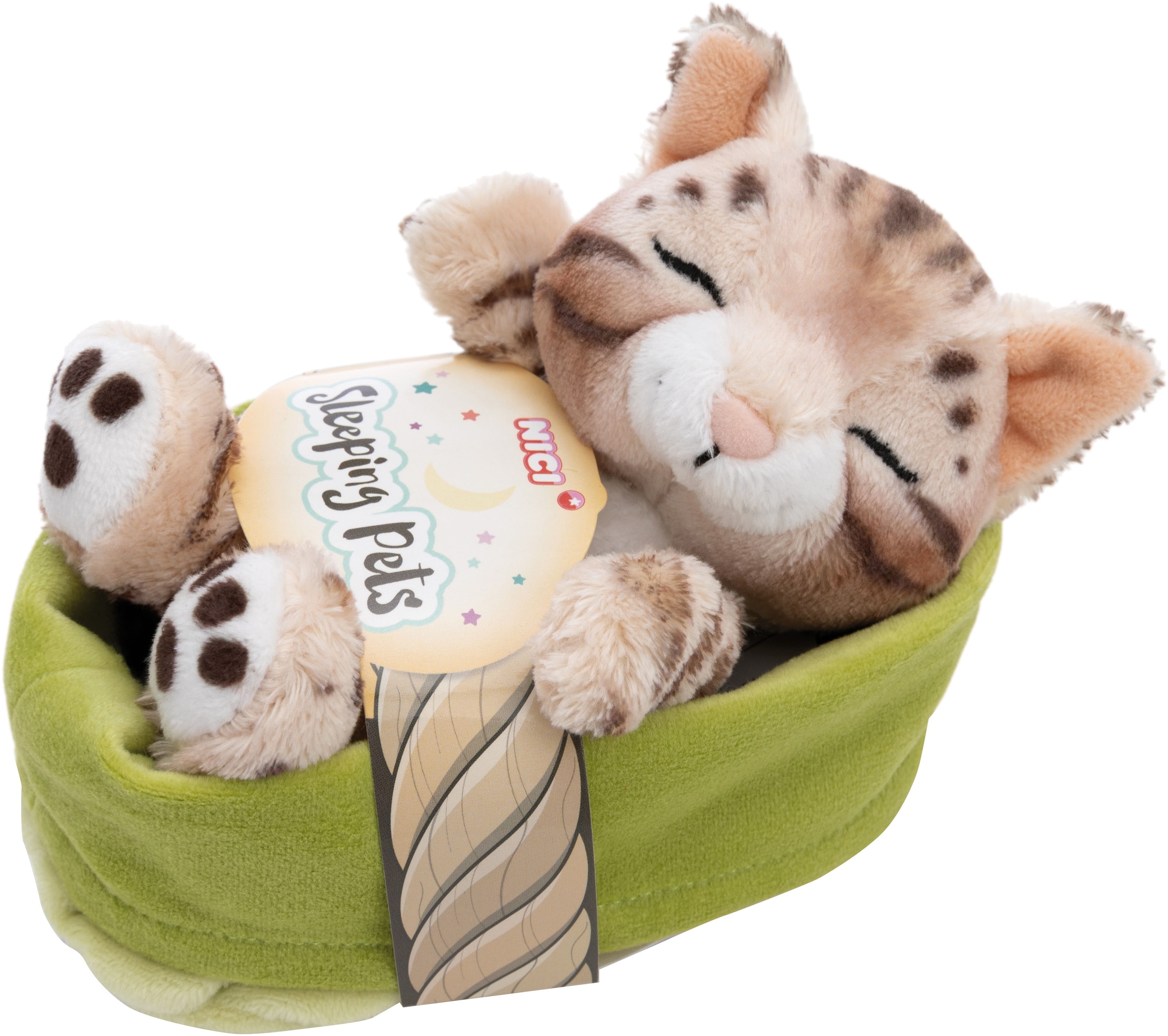 Nici Kuscheltier »Sleeping Pets, Katze Bengal, 12 cm« im Körbchen