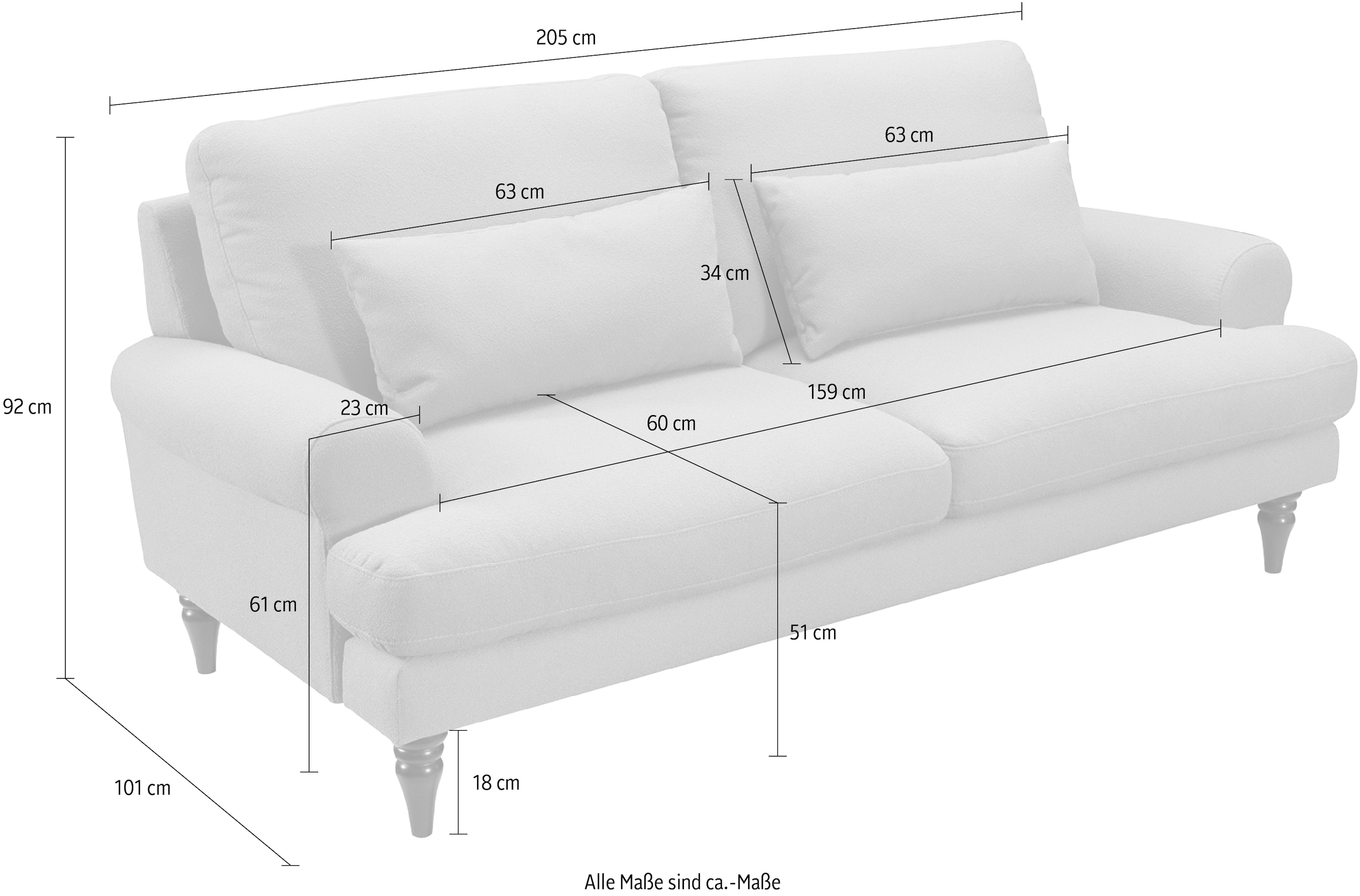 OTTO Schaumstoffflocken-Füllung, mit Zierkissen exxpo und bei fashion sofa 3-Sitzer, Holzfüßen - inklusive