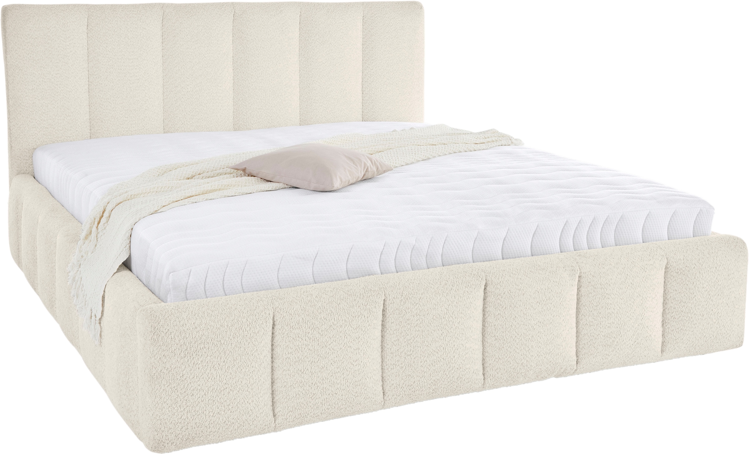 homsy by Ana Johnson Polsterbett »Somny wahlweise mit Bettkasten, erhältlich in verschiedenen Breiten« luxurious gepolstertes Kopfteil und Rahmen, Bezug mit Bouclécharakter