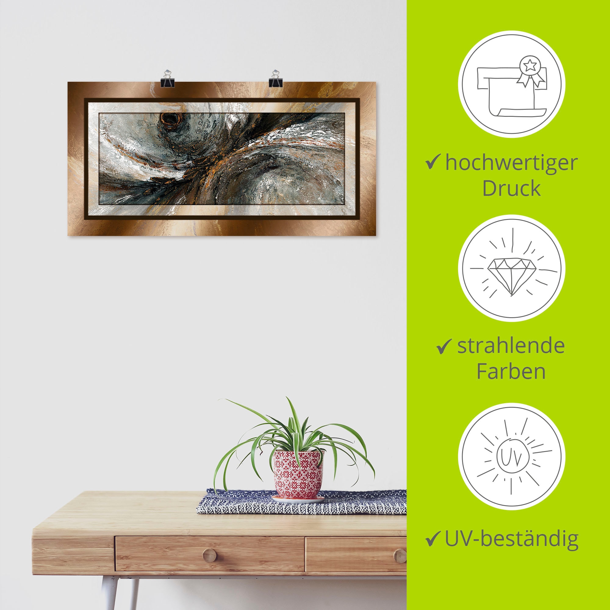 Artland Wandbild »Gold Abstrakt 2« Gegenstandslos 1 Stk. tlg. als Alubild, Leinwandbild, Poster in verschied. Größen