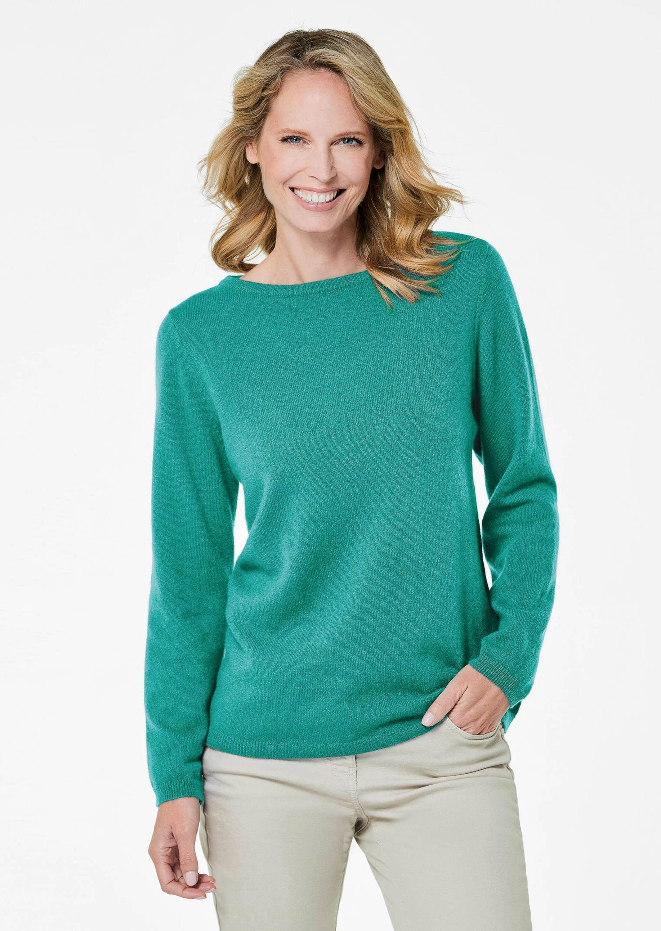 GOLDNER Strickpullover »Kurzgröße Kaschmirpullover mit U-Boot Ausschnitt«