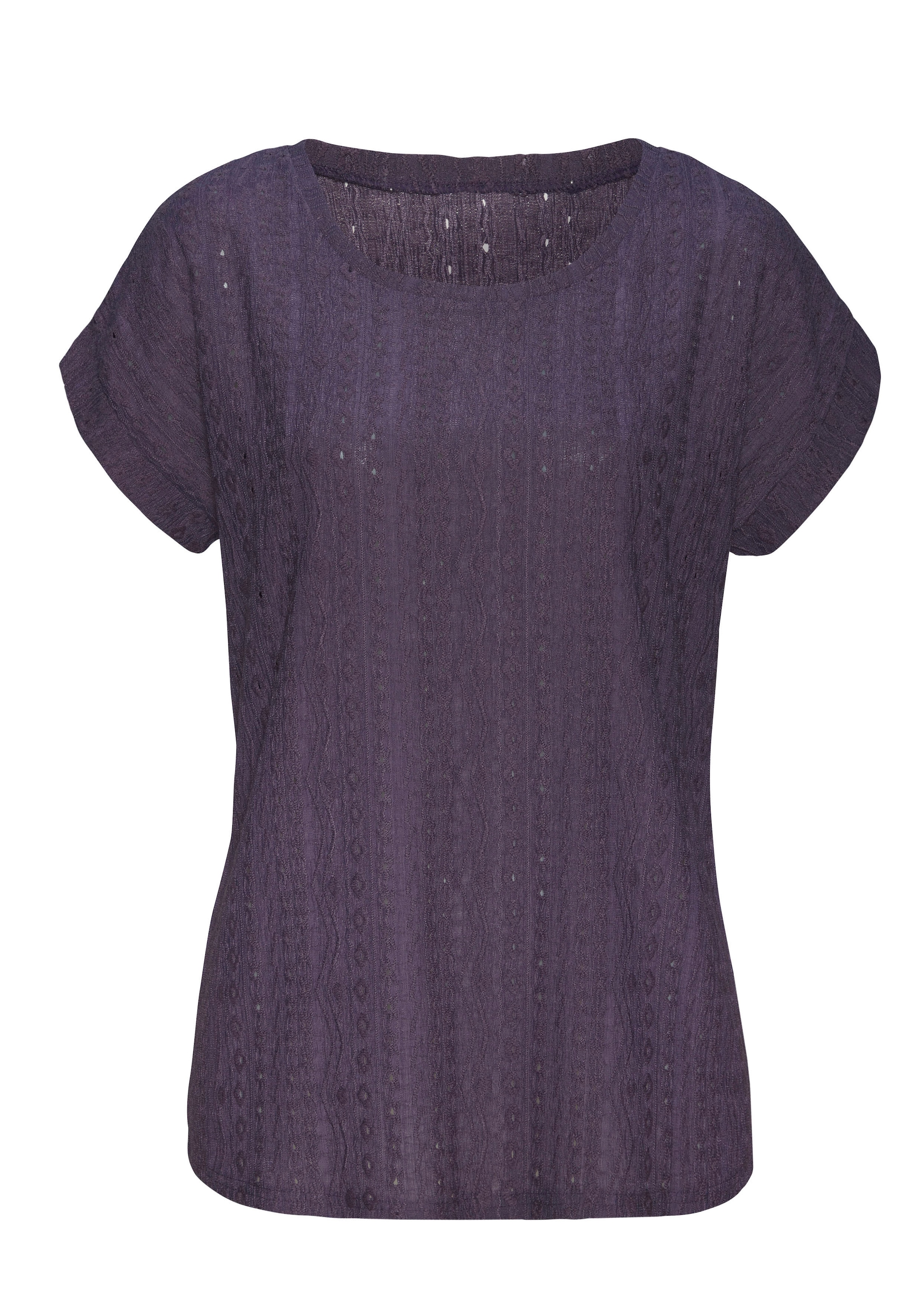 Vivance Kurzarmshirt »mit modischem Jacquard-Muster«, (2er-Pack), aus pflegeleichter Qualität