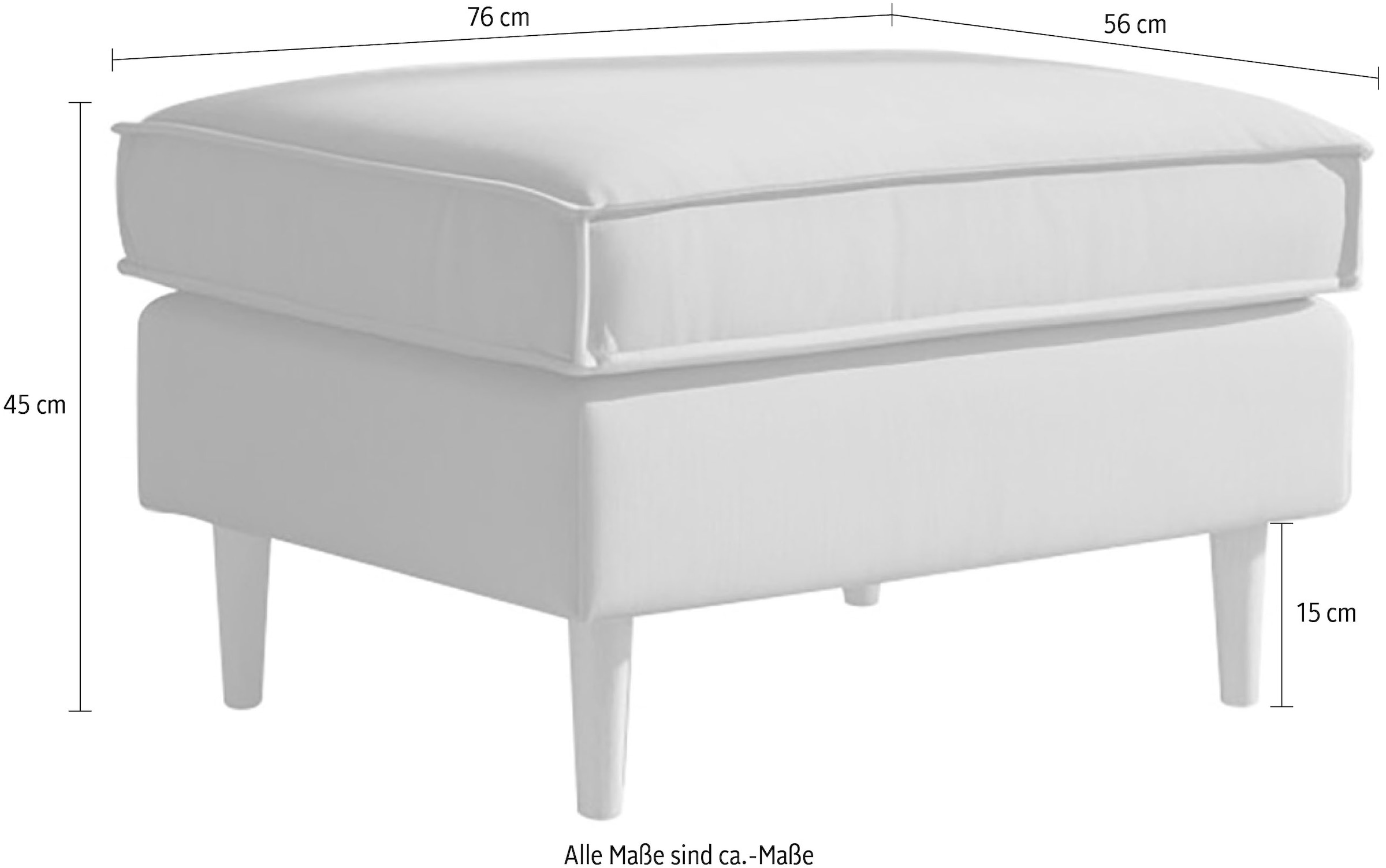 Home affaire Polsterhocker »Pinto Skandi« mit Keder, Massivholzfüße Eiche geräuchert