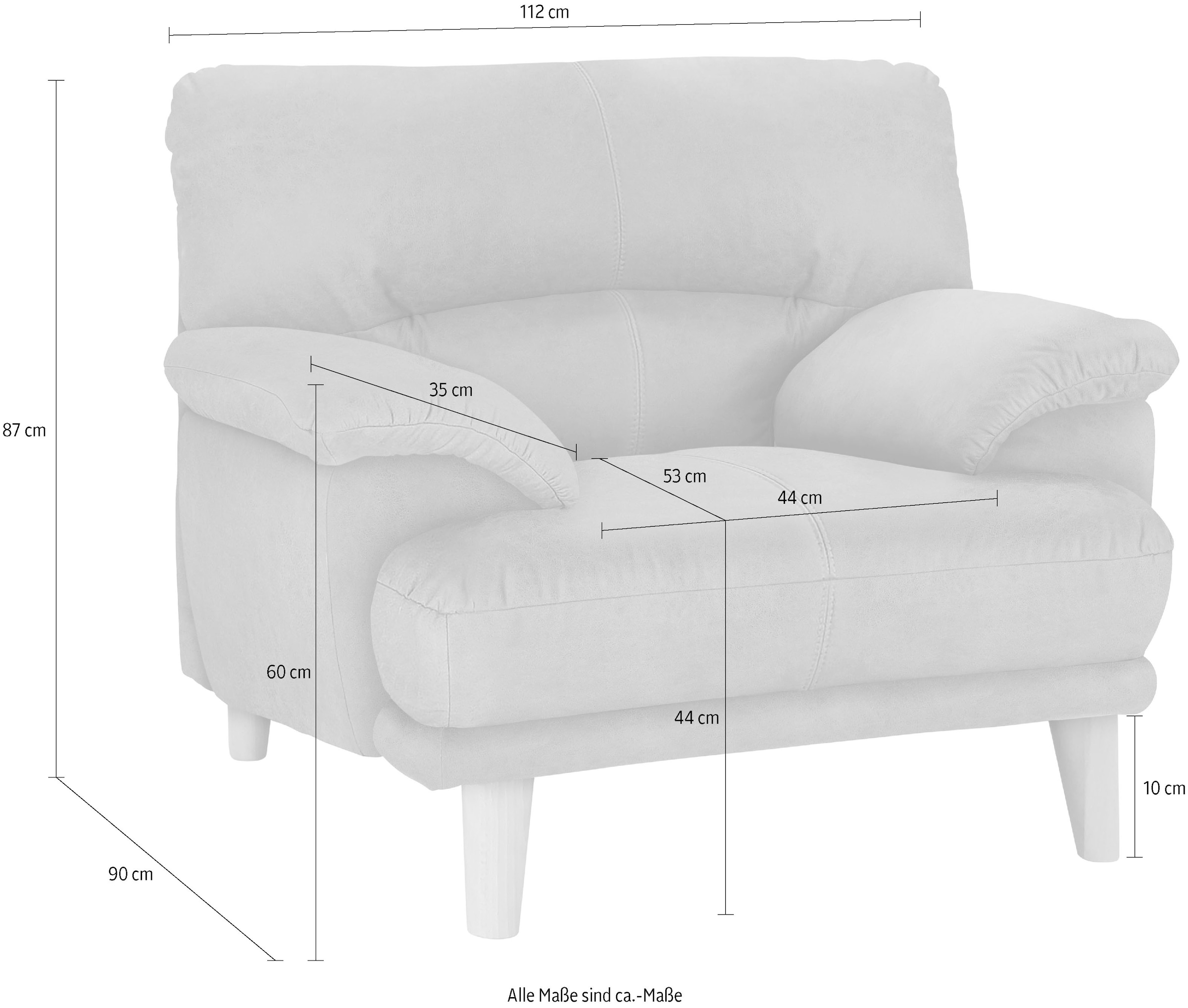 TRENDMANUFAKTUR Sessel »Cecilia, Loungesessel, italienisches Design, bequeme Armlehnen«, aufwendige Rückenverarbeitung für hohen Sitzkomfort, Holzfuß
