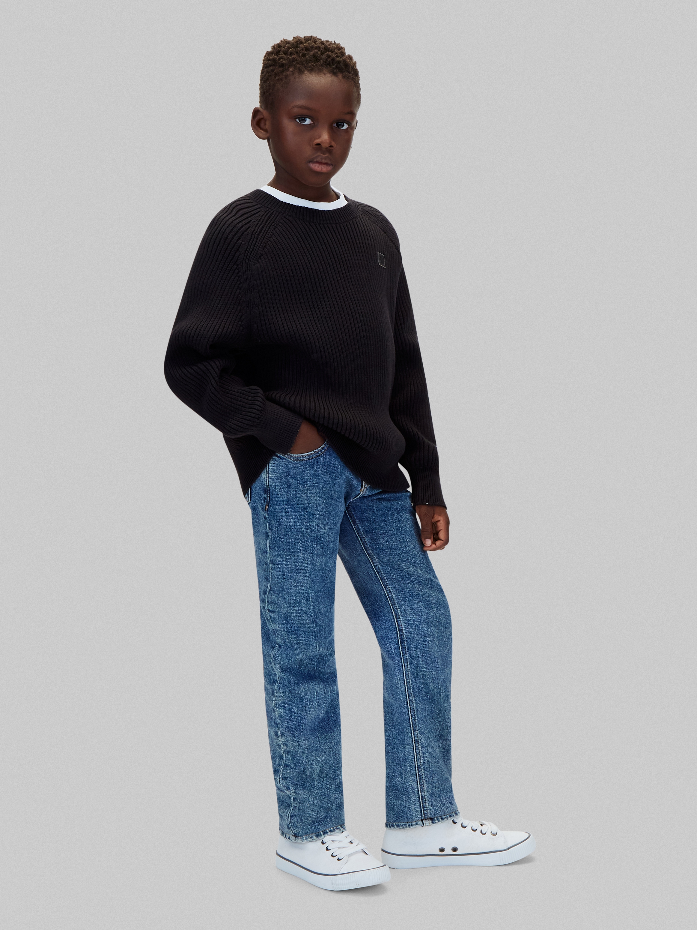 Calvin Klein Jeans Strickpullover Raglanärmel, Regular Fit, reine Baumwolle