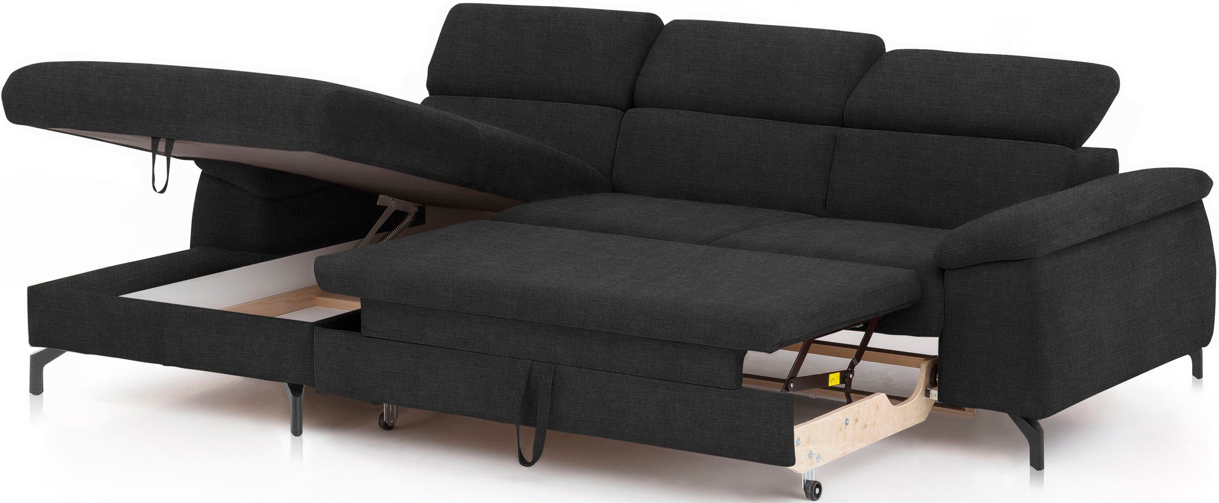 COTTA Polstergarnitur »Komaris L-Form«, (Set), Set bestehend aus: Ecksofa mit Kopfteilverstellung & Hocker