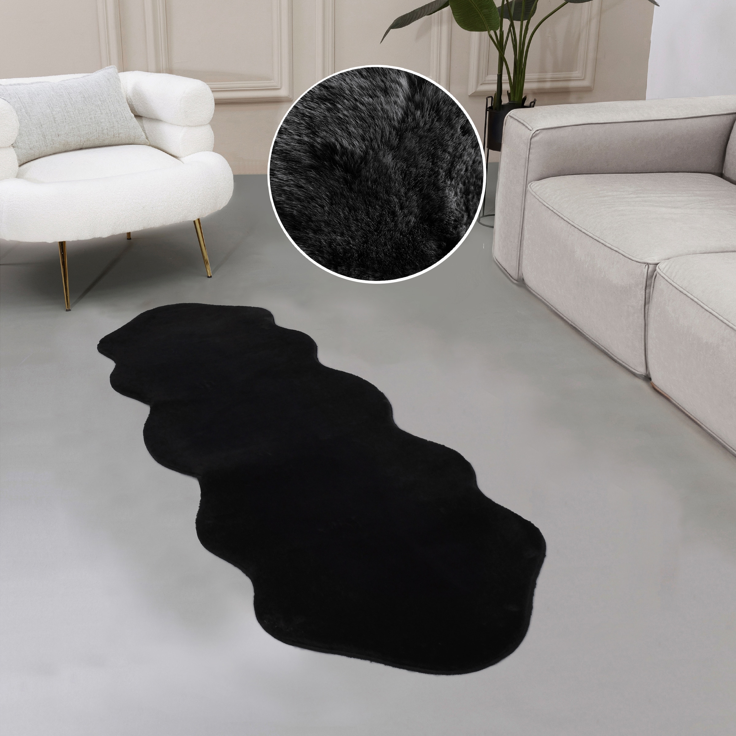 Leonique Fellteppich »Balu«, 20 mm Höhe, Kunstfell in Kaninchenfell Haptik, fußbodenheizungsgeeignet, pflegeleicht, ideale Teppiche für Wohnzimmer, Schlafzimmer, Esszimmer, Arbeitszimmer