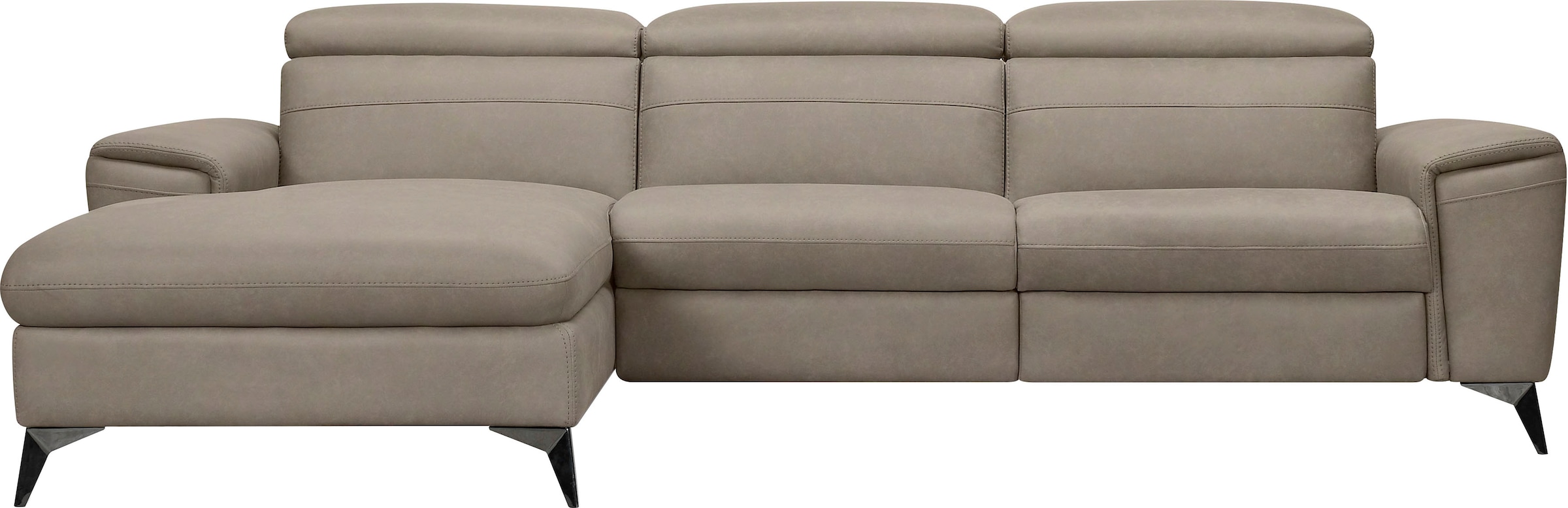 Places of Style Ecksofa »Theron, L-Form, 263 cm,«, elektrische Relaxfunktion, USB-Anschluss, manuelle Kopfteilverstellung