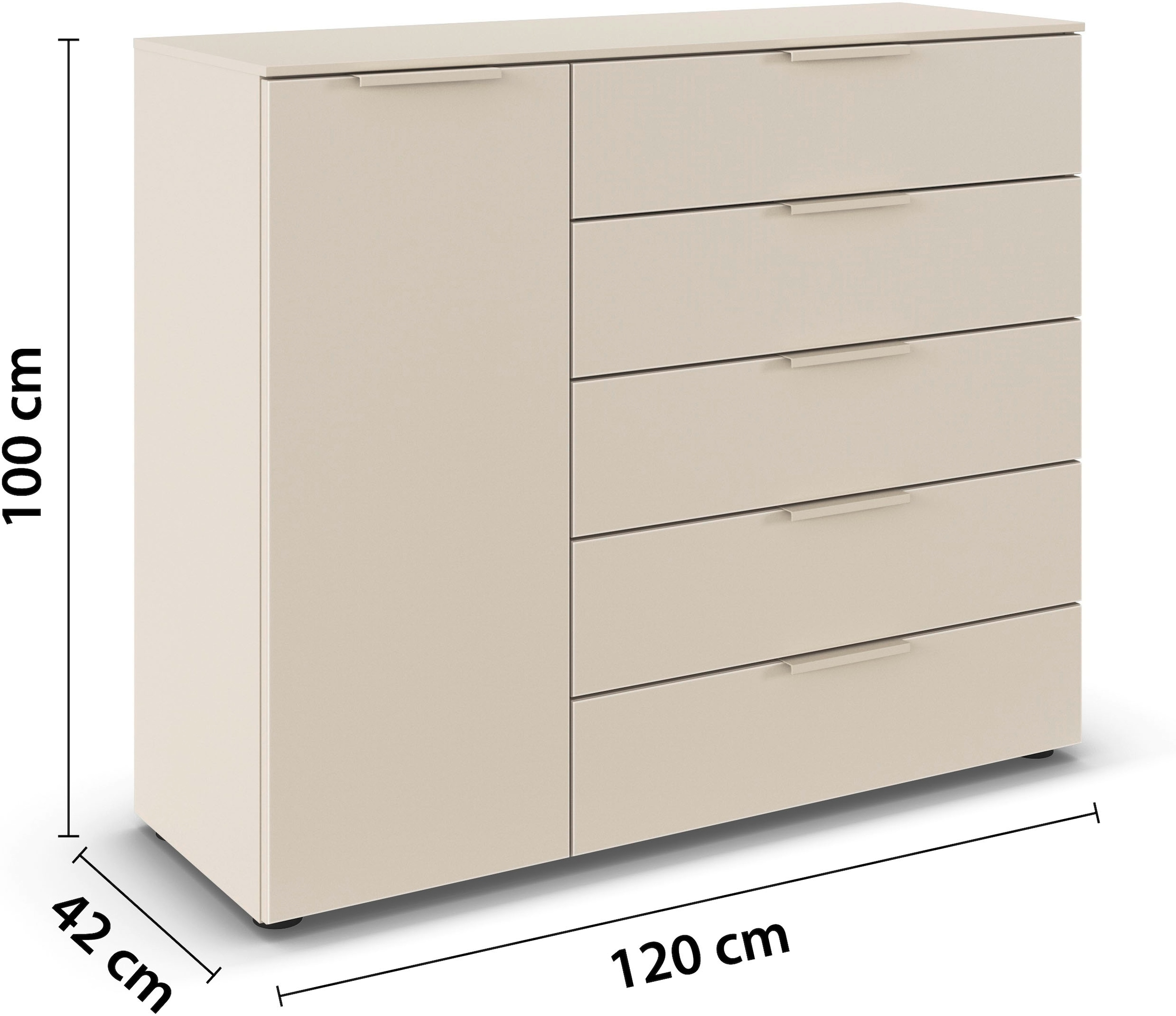 LeGer Home by Lena Gercke Kommode »Kommode Sideboard Schubladen Türenkommode SERINA eleganter Eyecatcher«, mit 5 Schubkästen und 1 Tür sowie Metallgriffen MADE IN GERMANY
