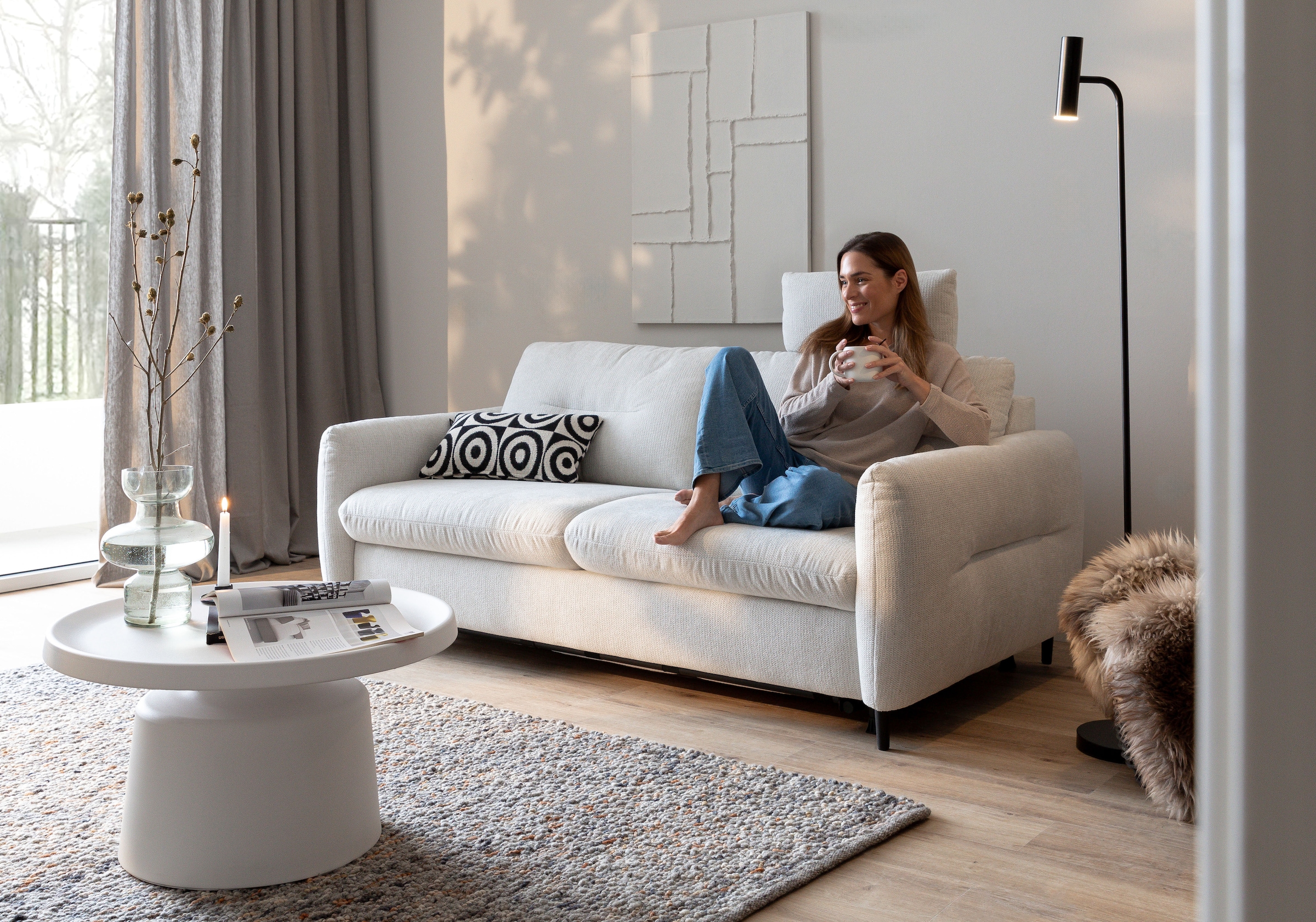 Home affaire 2,5-Sitzer »Clevina, Dauerschläfer mit Kaltschaummatratze, Breite 196 cm« Sofa & Bett in einem – kinderleicht ausklappbar & freistellbar im Raum