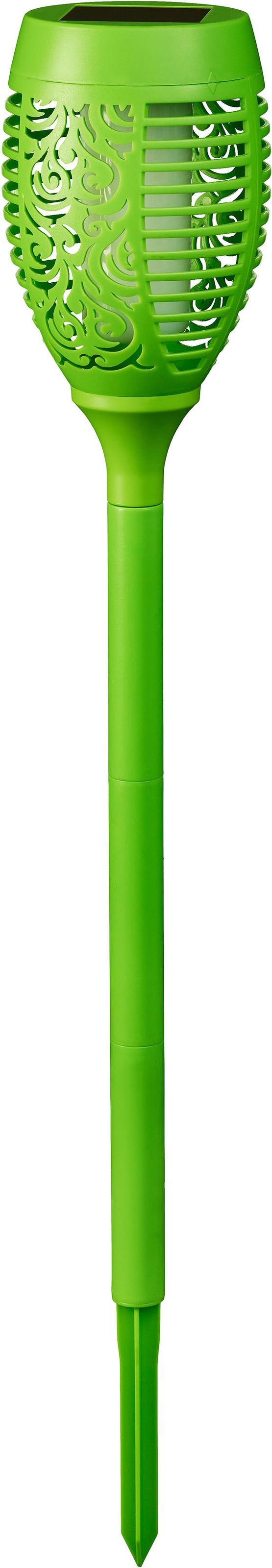 Bonetti LED Gartenfackel LED-Modul 3 Stk. LED Solar Gartenfackel grün mit realer Flamme 3er Set in grün, Größe Höhe: 72 cm