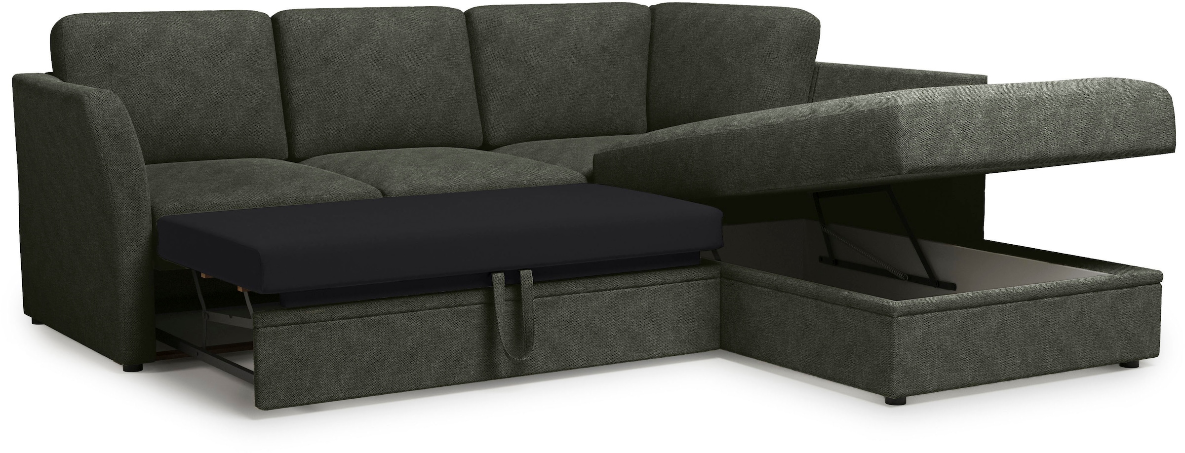 Home affaire Ecksofa »Lavars, L-Form, Schlafsofa«, mit Bettfunktion und Stauraum, in zwei verschiedenen Bezugsqualitäten