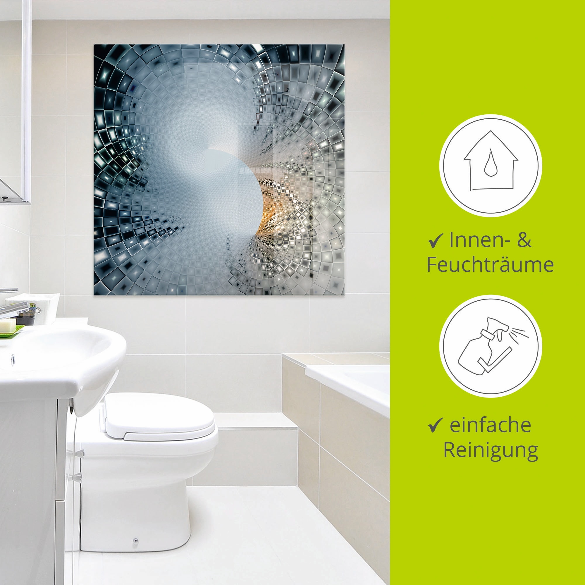 Artland Glasbild »Abstraktes in blau & Gold« Muster 1 Stk. tlg. in verschiedenen Größen