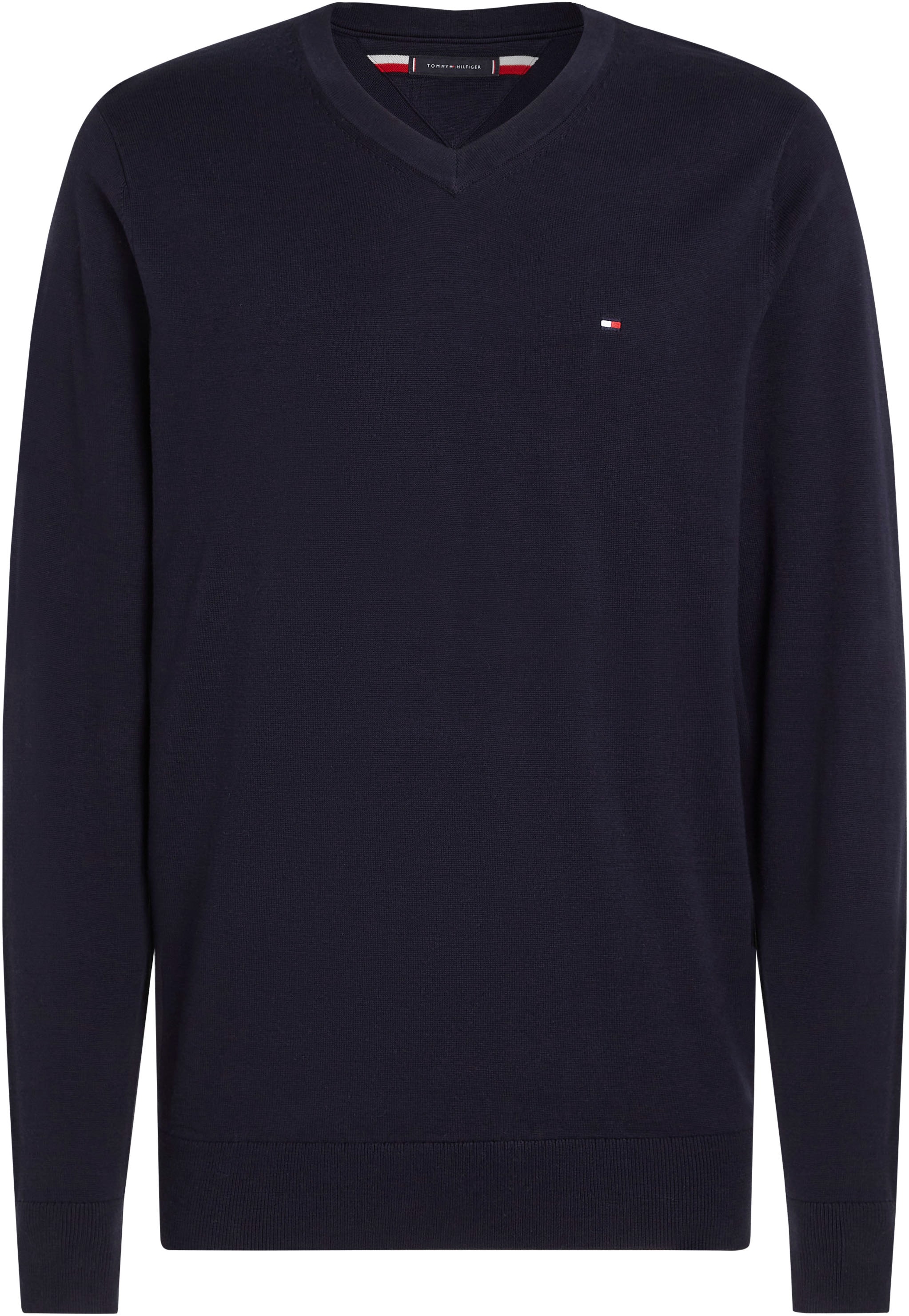 Tommy Hilfiger Big & Tall V-Ausschnitt-Pullover »BT-WCC ESSENTIAL V NECK-B«, Große Größen mit Logostickerei