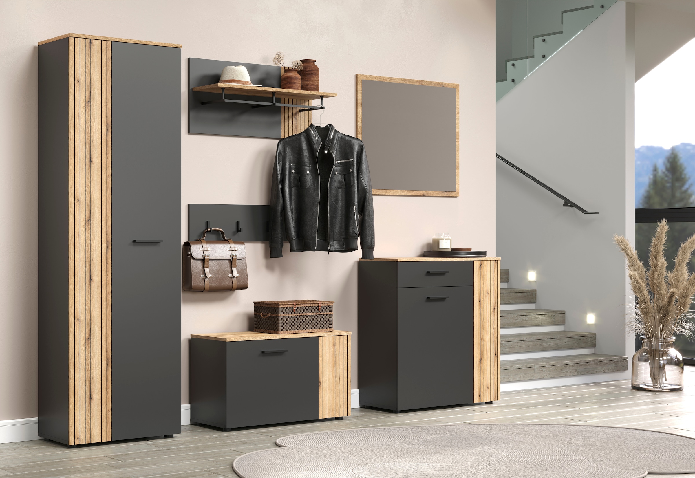 Home affaire Garderobenpaneel »Estepona« 1 Stk. tlg. Wandpaneel mit Hutablage und Kleiderstange - (B/T/H) 80/28/40 cm